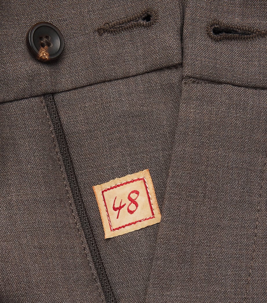 Marco Pescarolo Mens Virgin Wool Drawstring Trousers Taupe Image 6