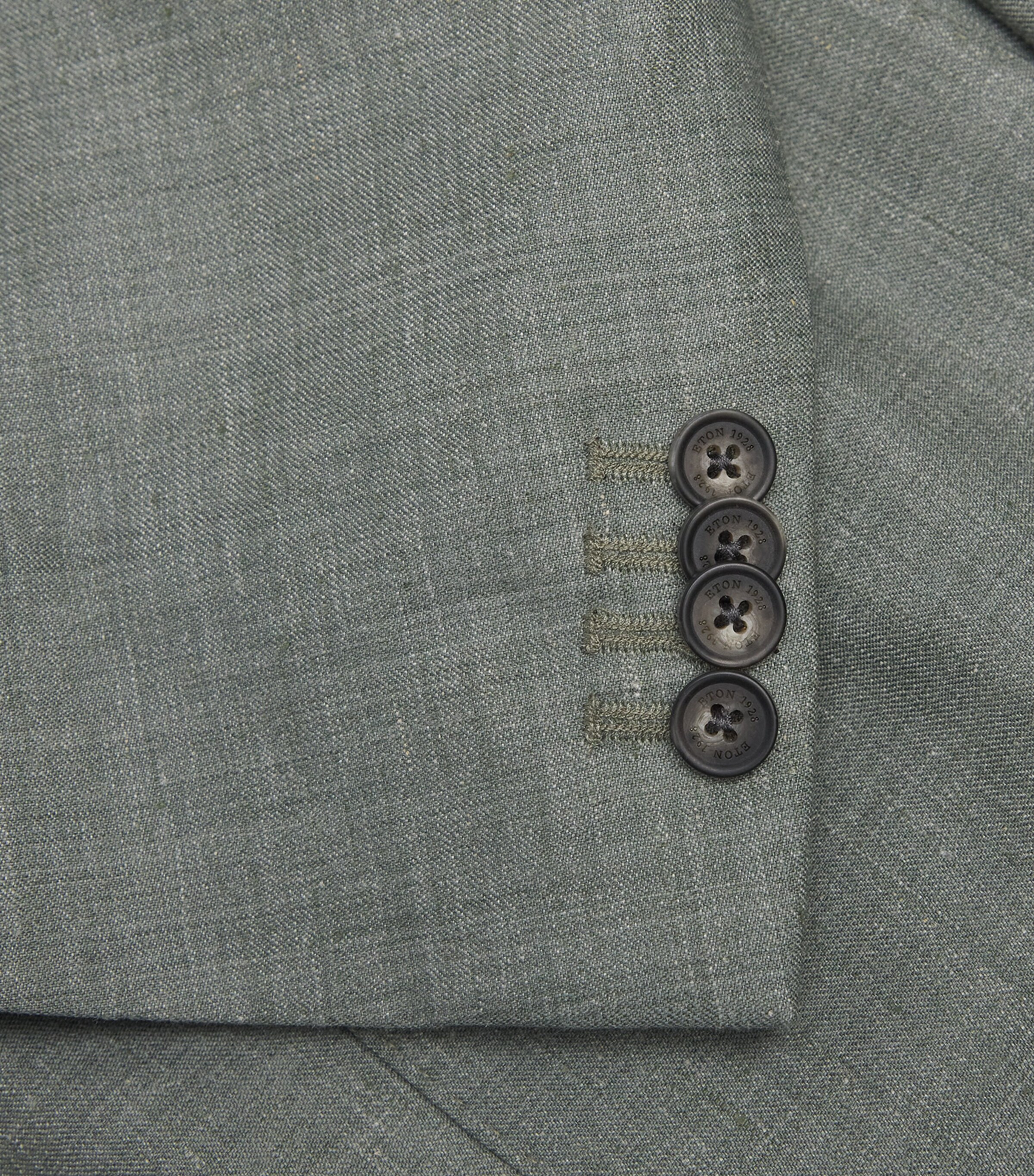 Eton Mens Wool-Silk-Linen Blazer Mid Green Image 6