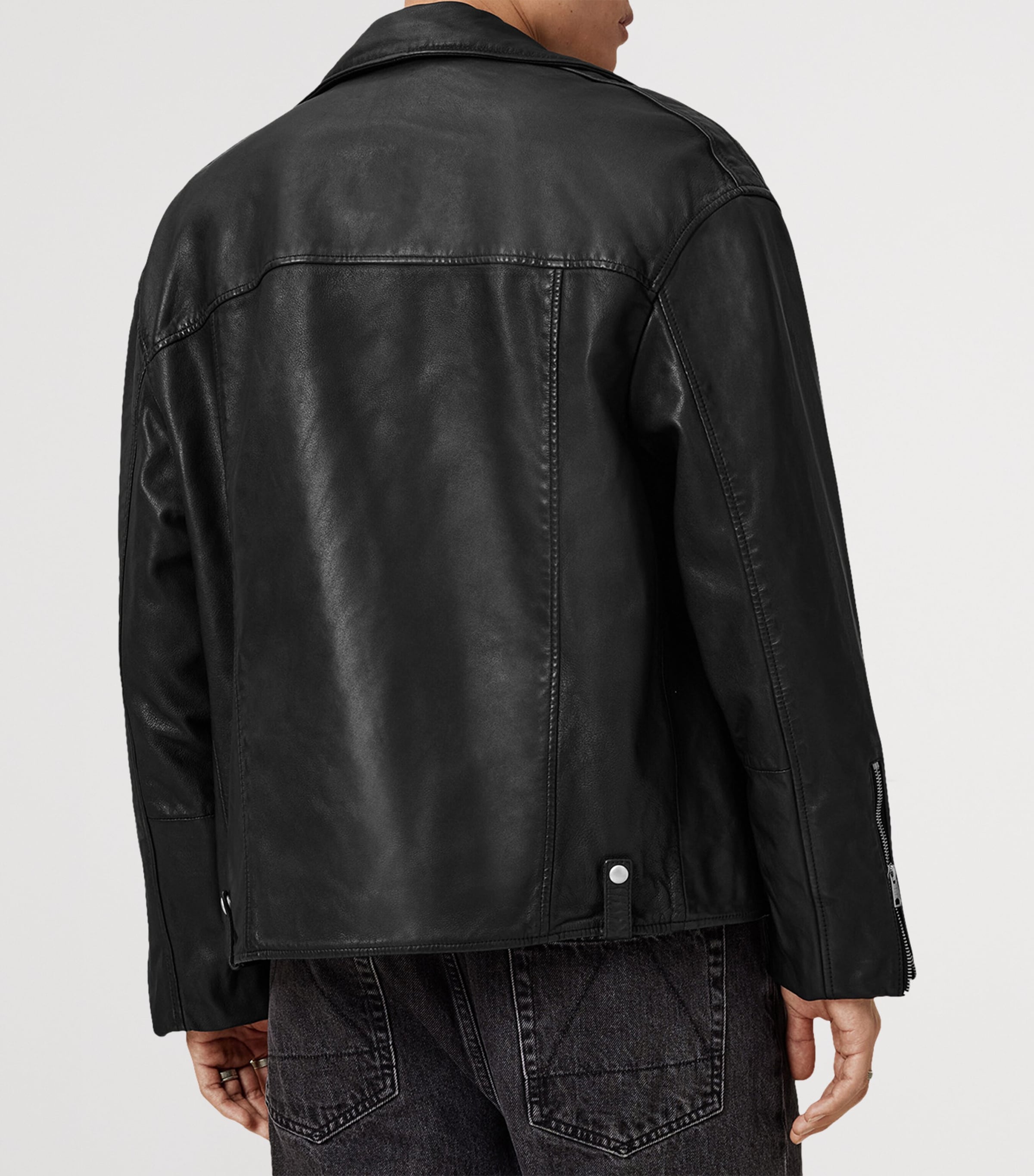 Leather Bradford Biker Jacket BLACK Image 3