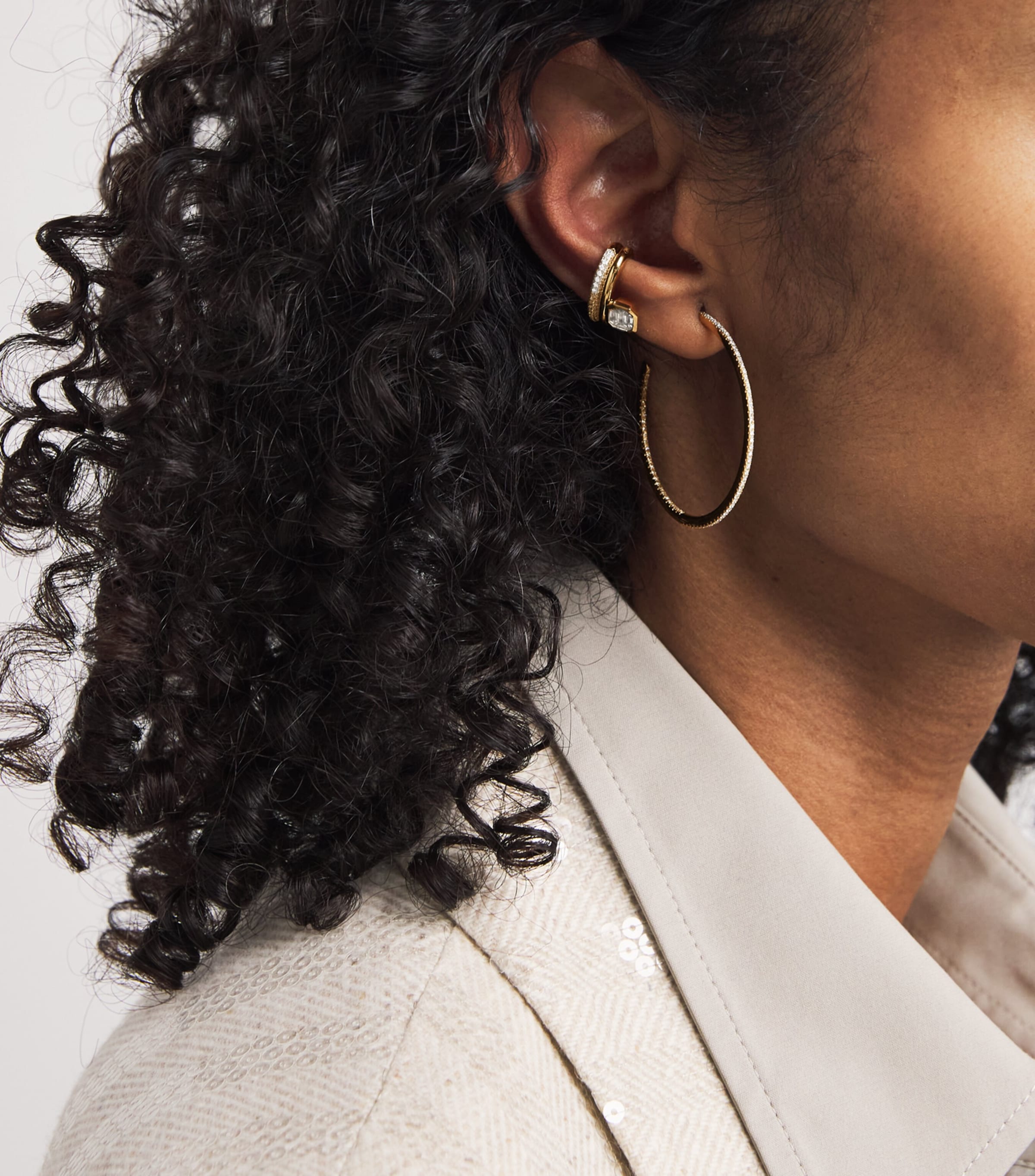 Yellow Gold and Diamond Floating Ear Cuff YELLOW GOLD Image 5