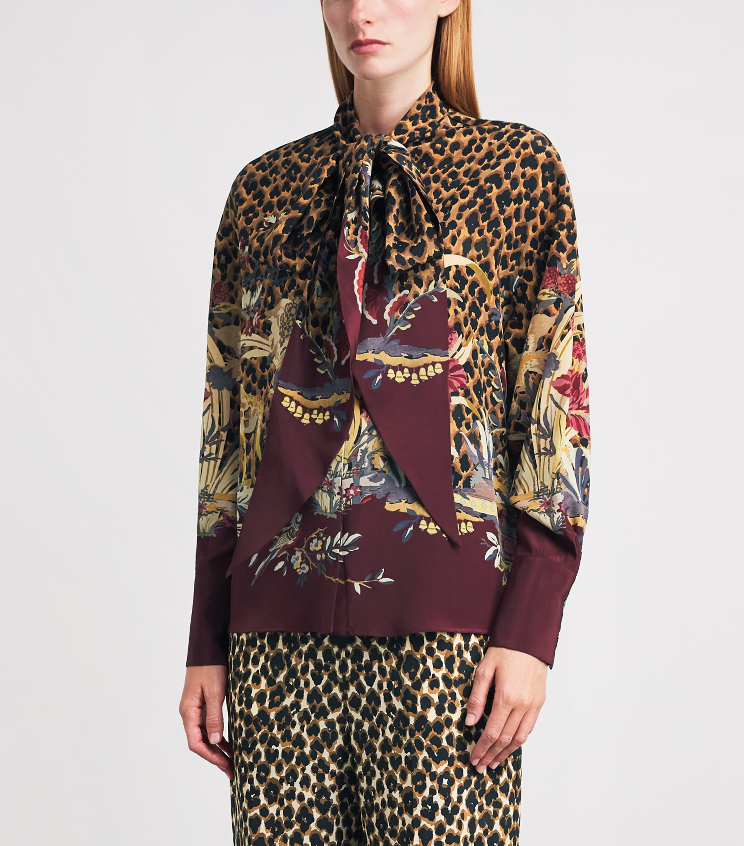Etro Womens Silk Animal Paisley-Detail Shirt Burgundy Image 4