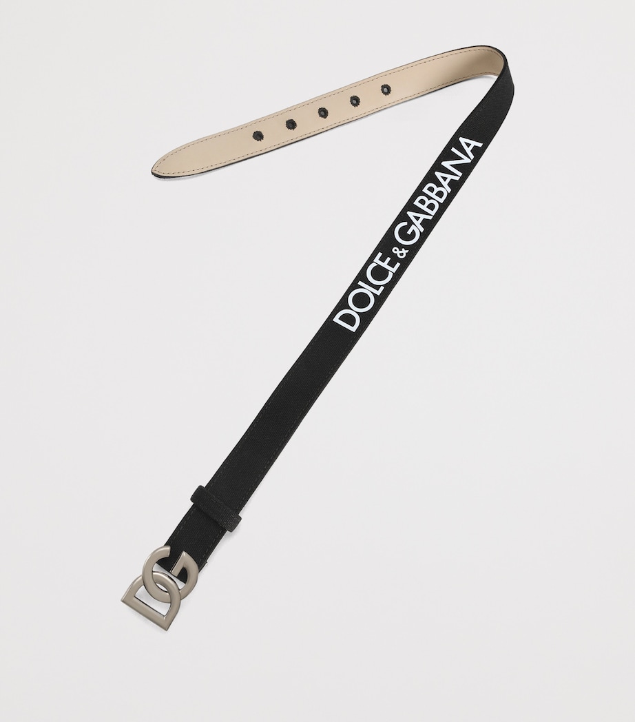 Canvas Logo Buckle Belt 8B939-BLACK/WHITE Image 2