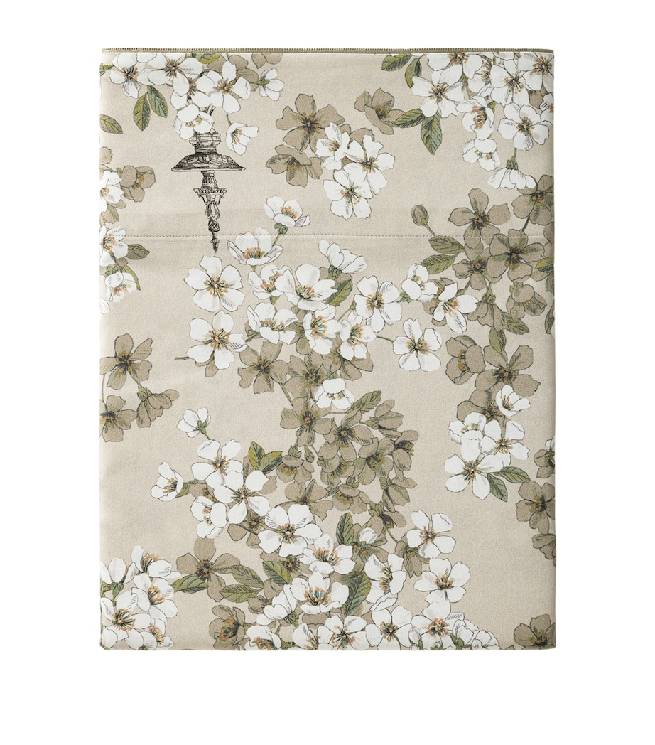 Organic Cotton Fine Fleur Oxford Pillowcase (50cm x 70cm) CREAM/GREEN Image 2