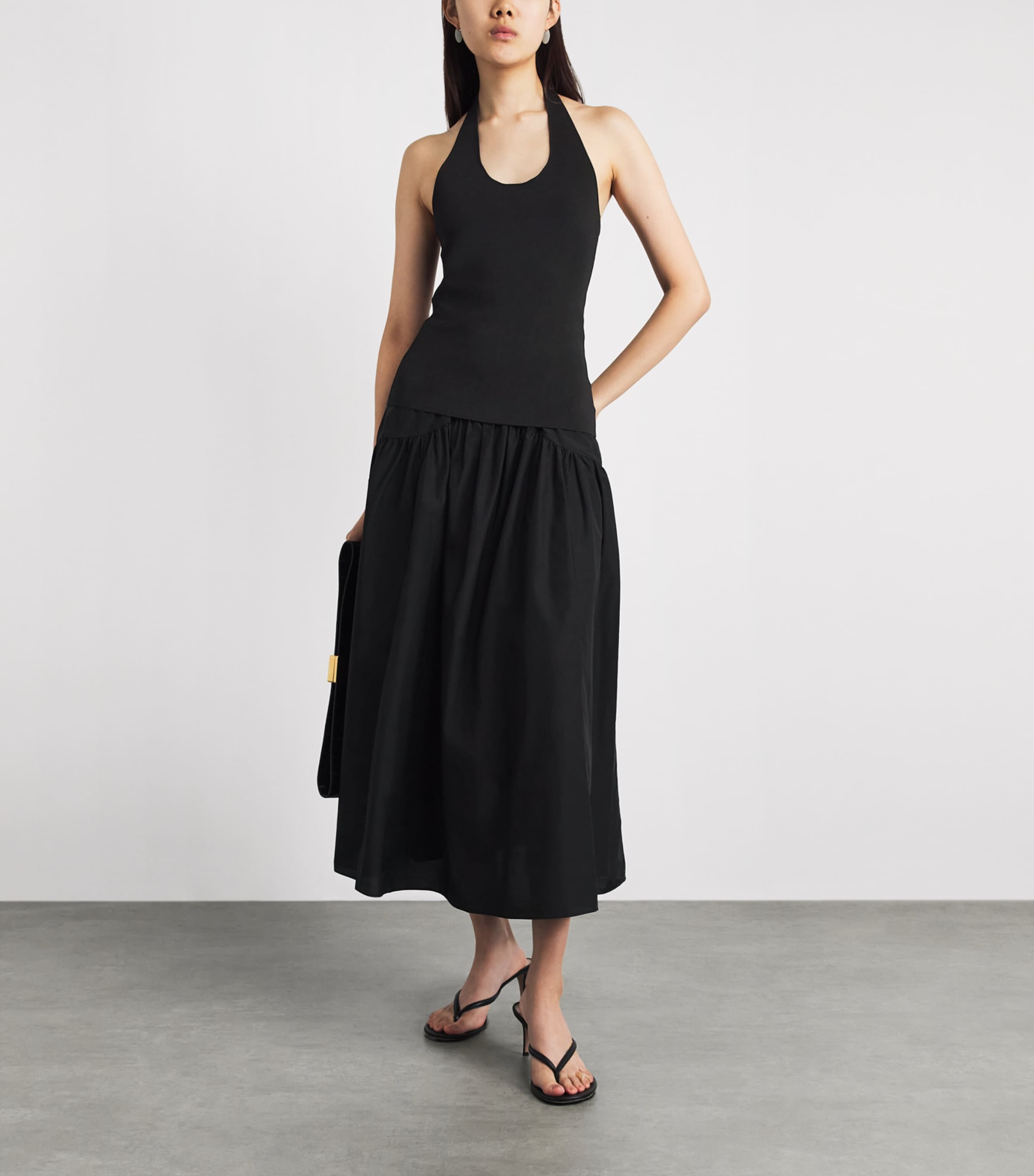 Theory Womens Ribbed Halterneck Top Black Image 2