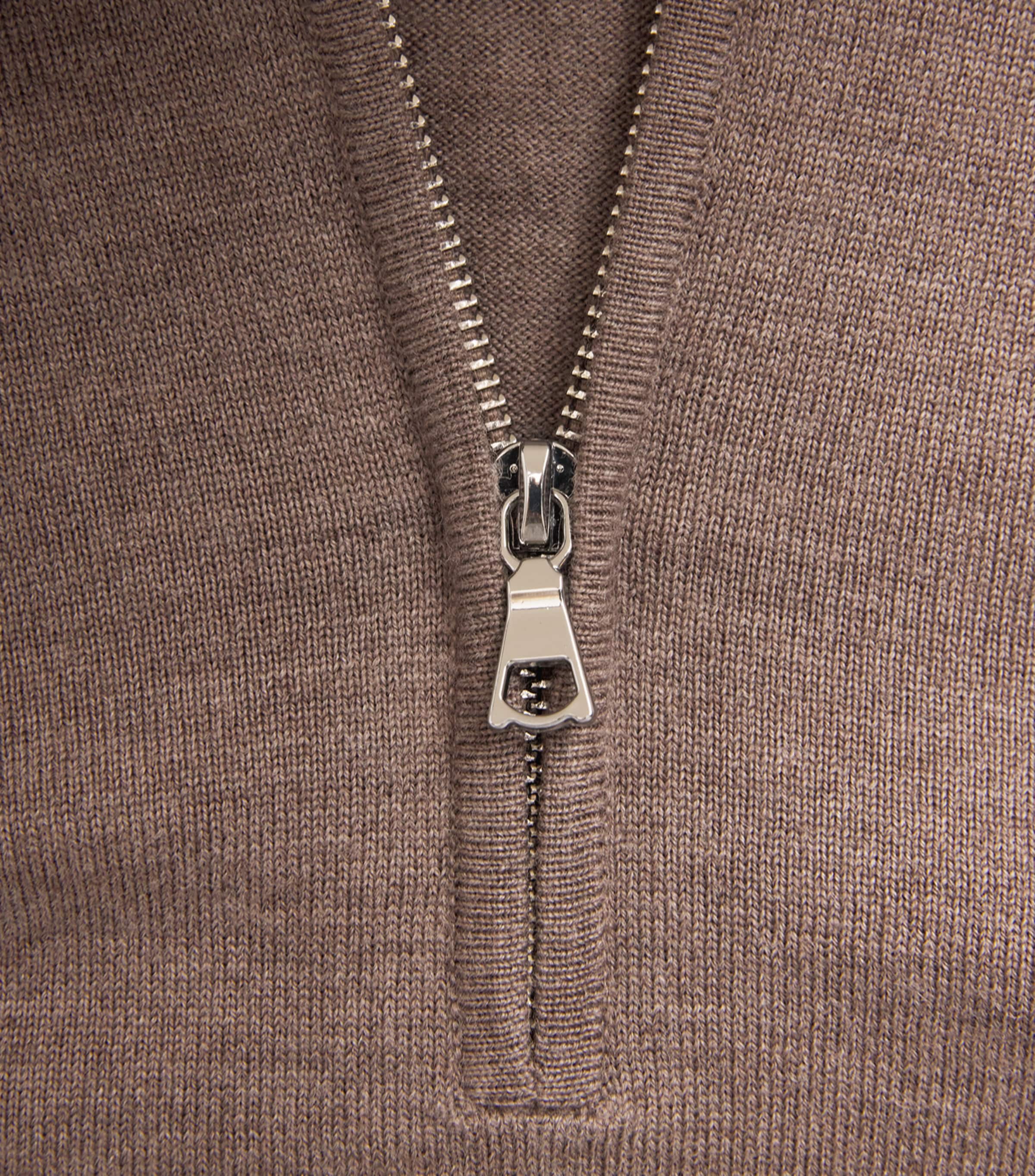 Wool Quarter-Zip Polo Sweater HEATHER GINGER BREAD Image 5