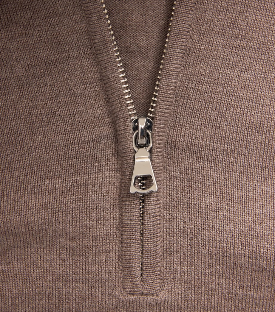 Wool Quarter-Zip Polo Sweater HEATHER GINGER BREAD Image 5