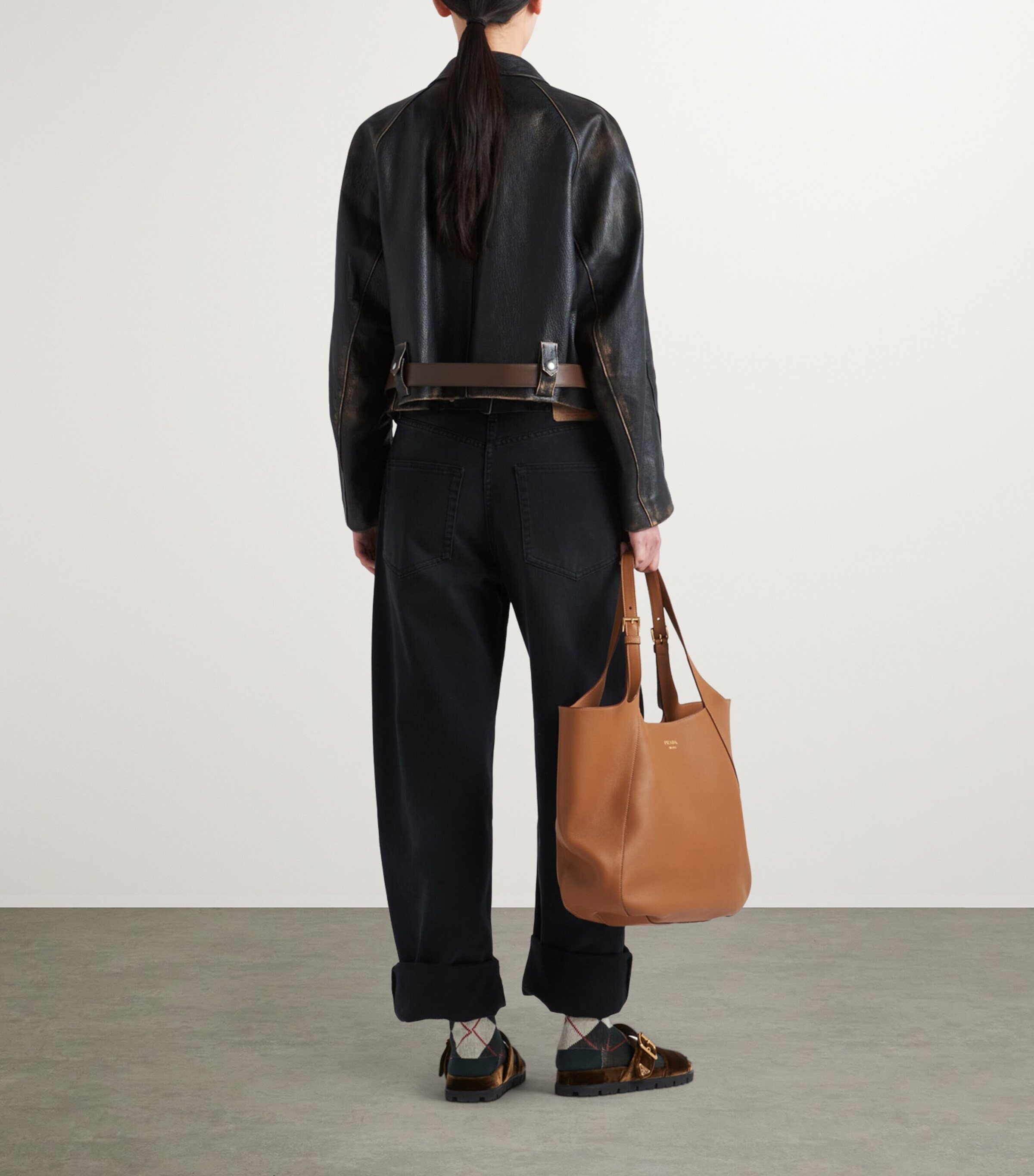 Prada Womens Garment-Dyed Relaxed Jeans Image 4