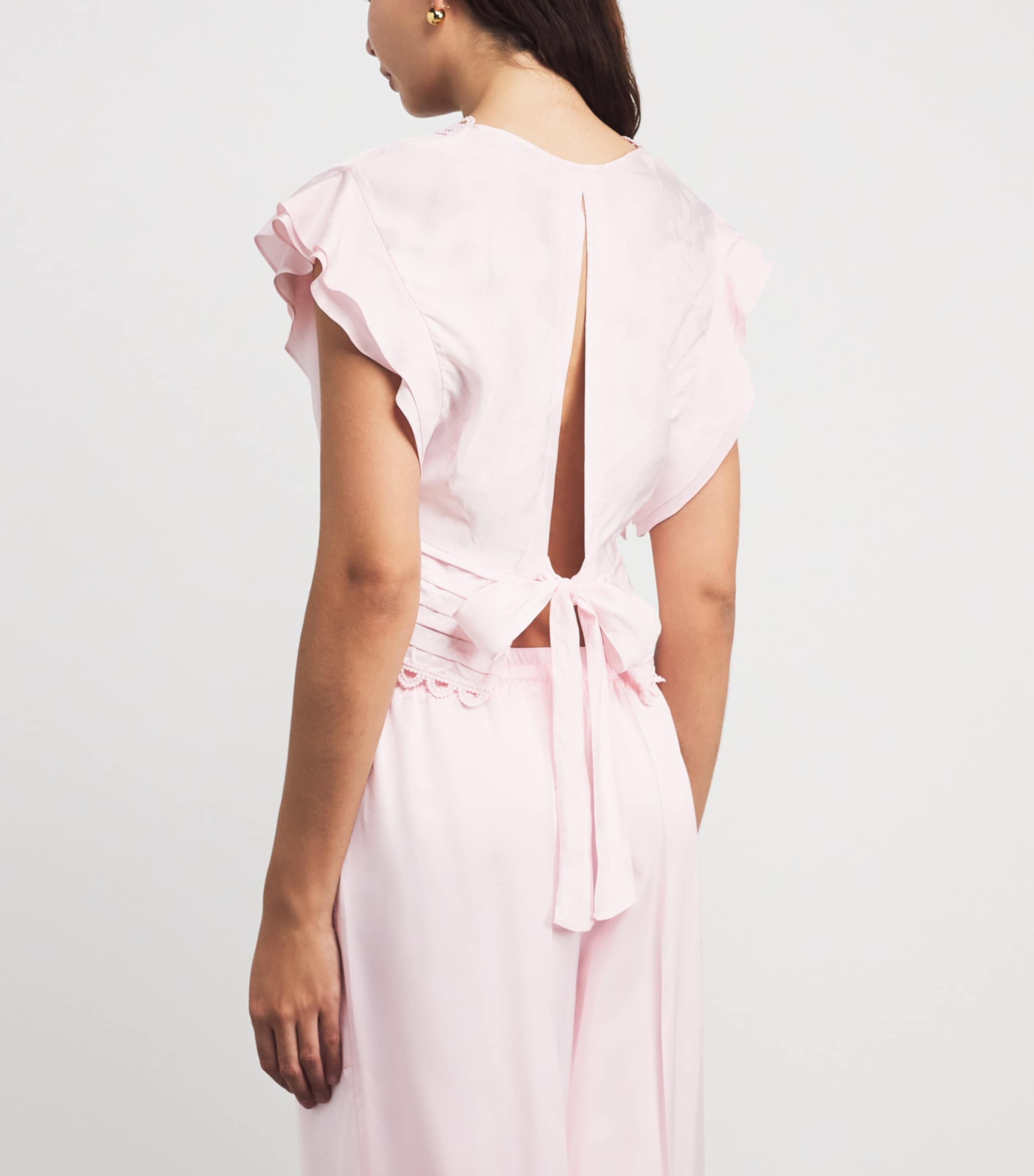Sandro Paris Womens Tie-Back Crop Top Pink Image 5