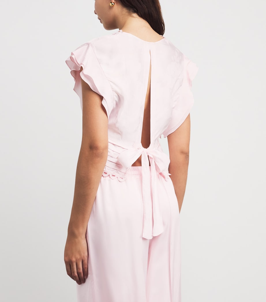 Sandro Paris Womens Tie-Back Crop Top Pink Image 5