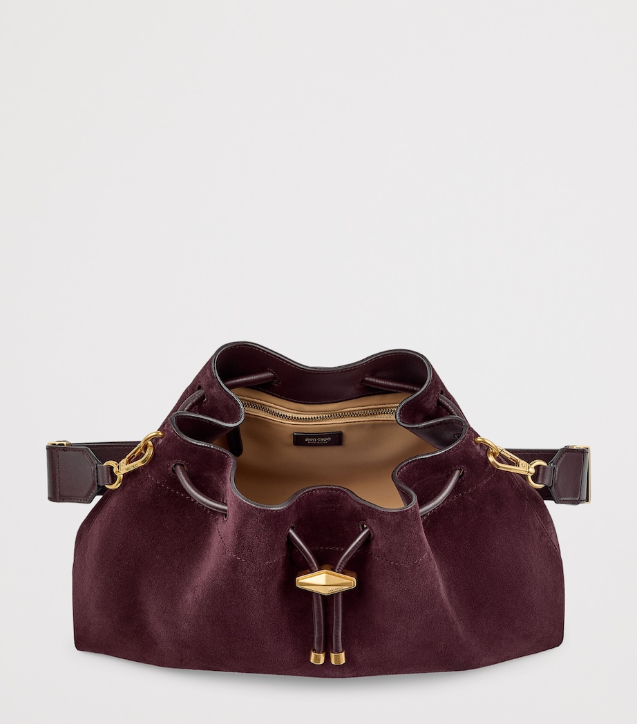 Medium Suede Cinch Shoulder Bag DEEP MERLOT/GOLD Image 4