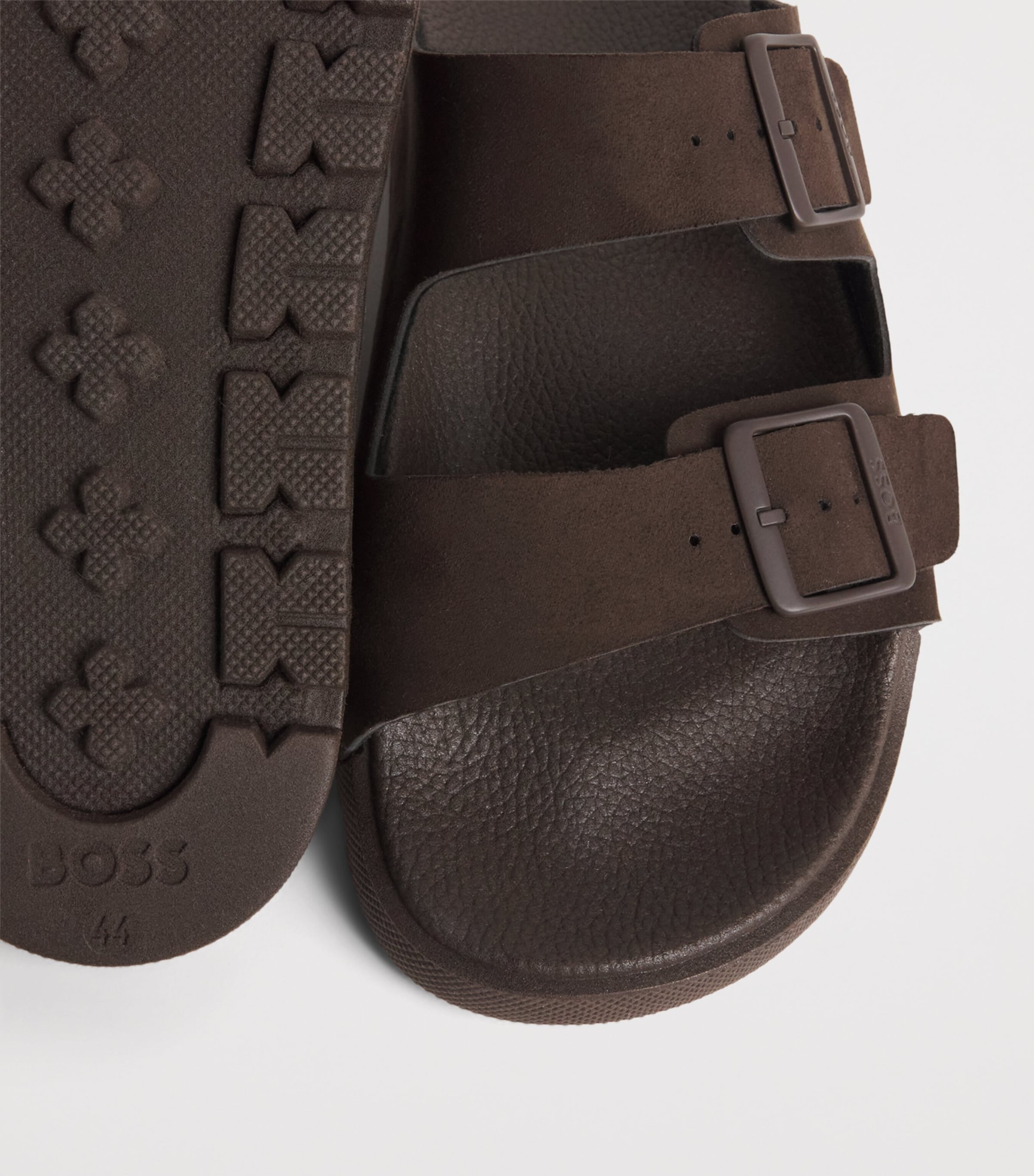 BOSS Faux Suede Surfley Slides Dark Brown Image 7