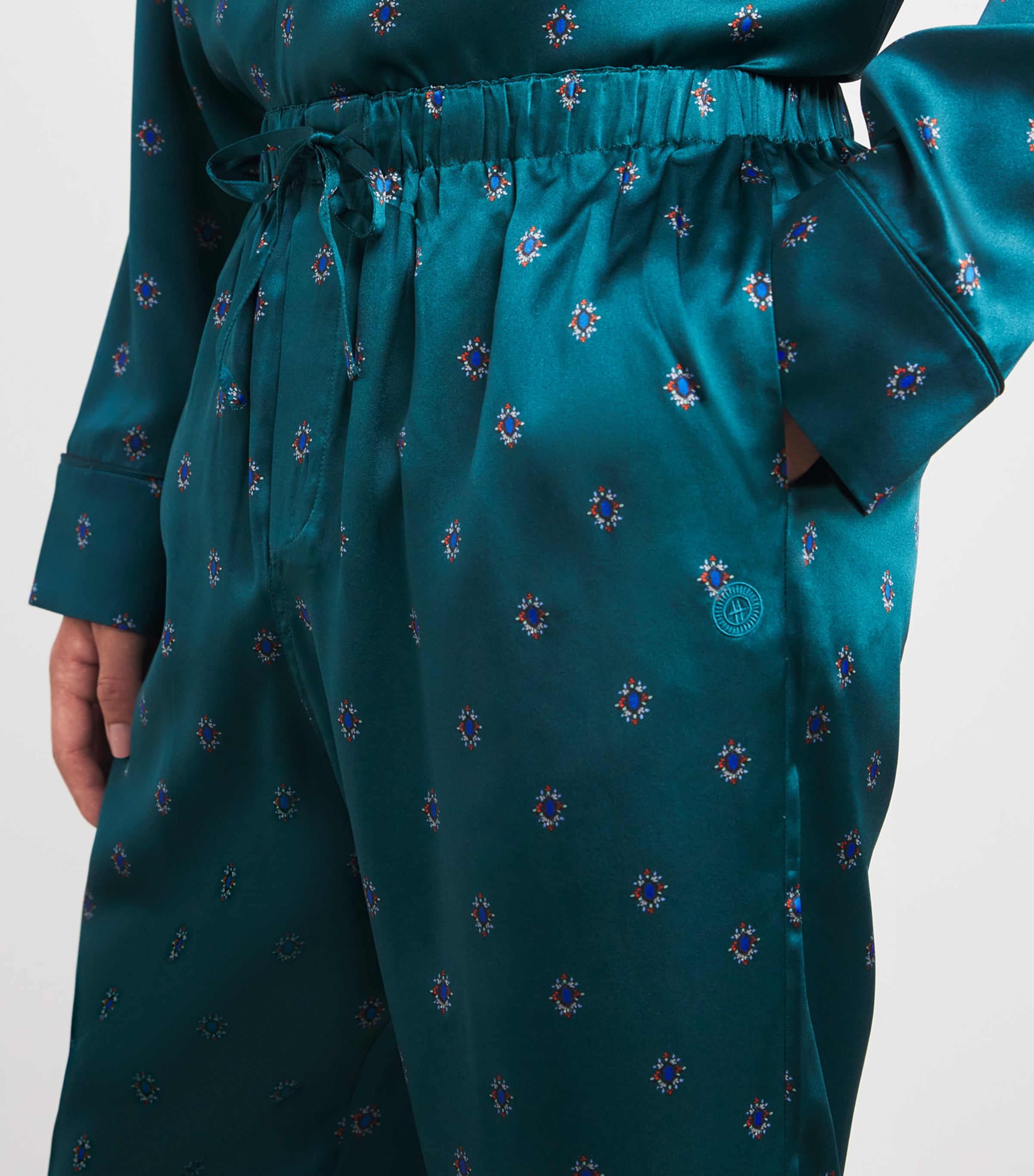 Silk Jewel Print Pyjama Set MULTI Image 6