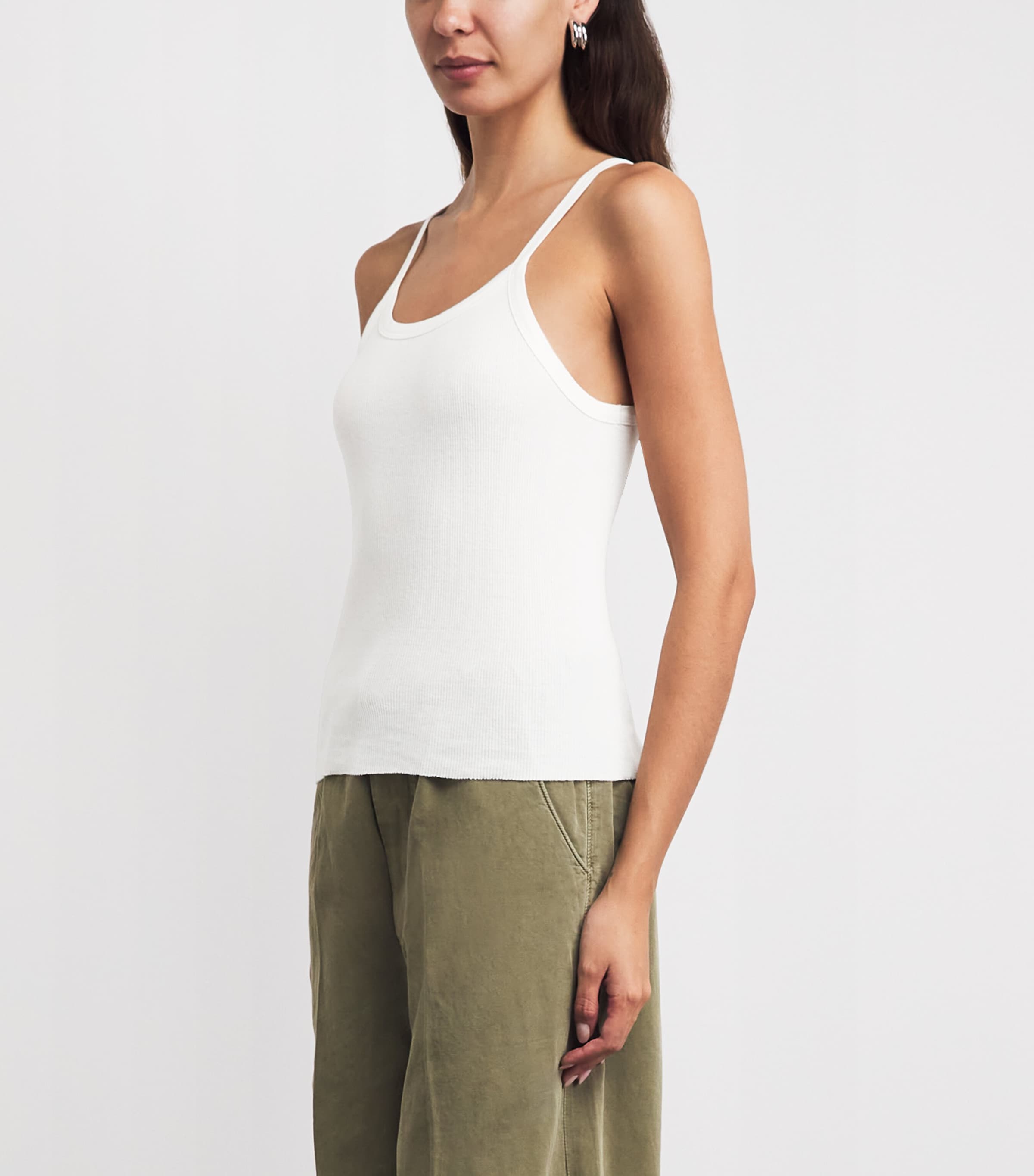 ÉTERNE Womens Cotton Ribbed Cami Top Ivory Image 4