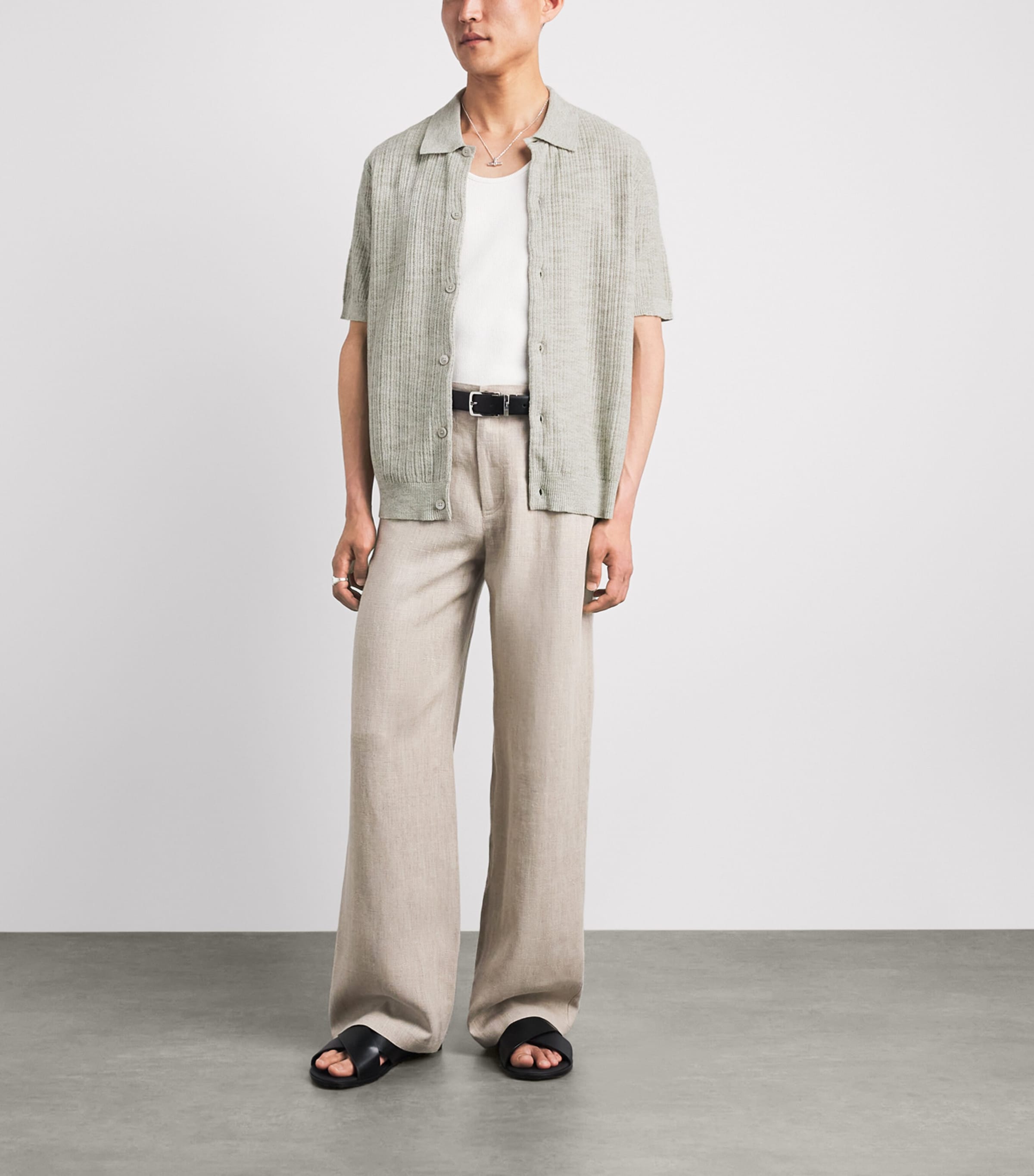 NN.07 Mens Organic Cotton Nolan Cardigan Sage Mouline Image 2