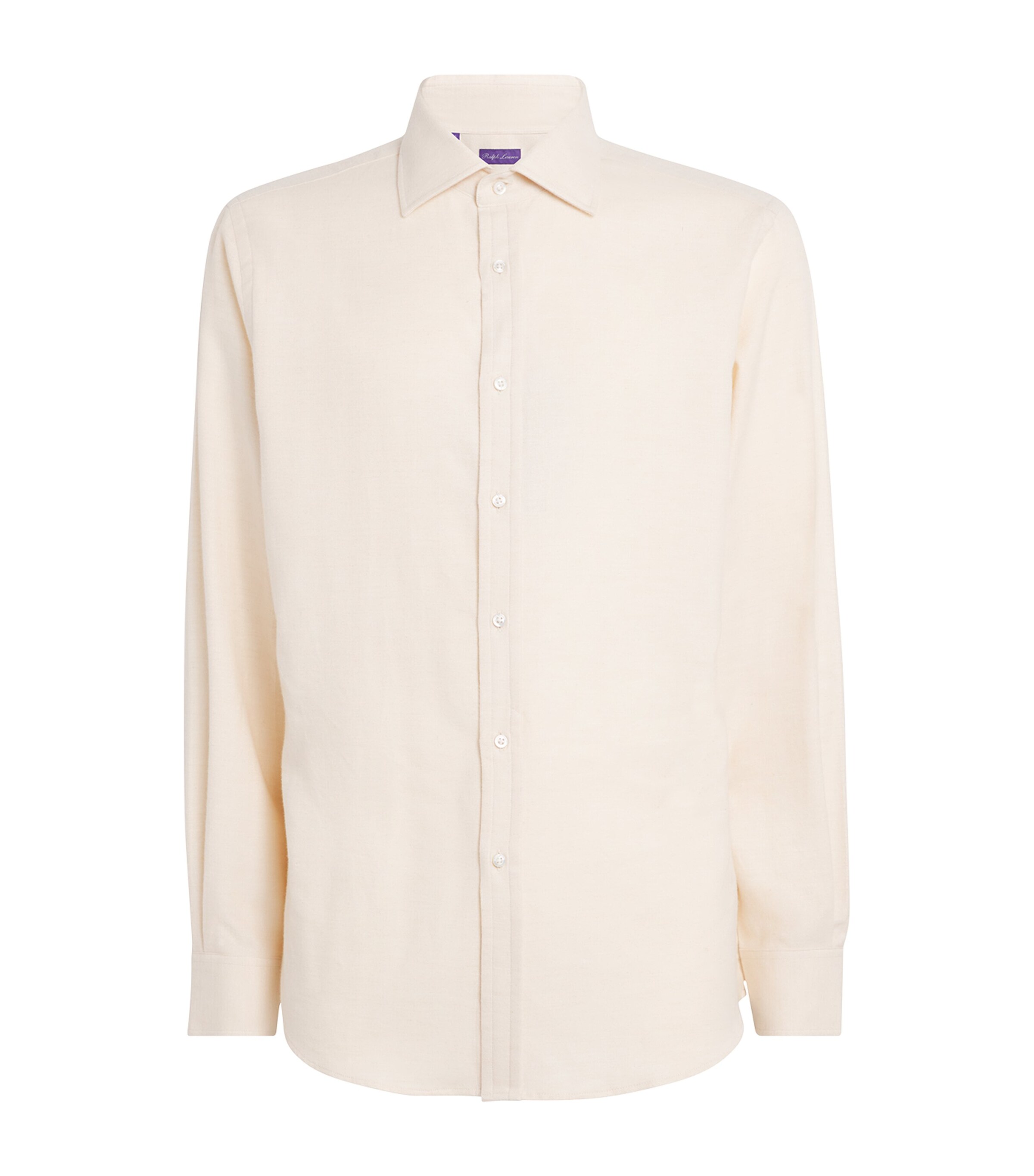 Ralph Lauren Purple Label Mens Cotton Herringbone Shirt Cream Melange Grey Image 1