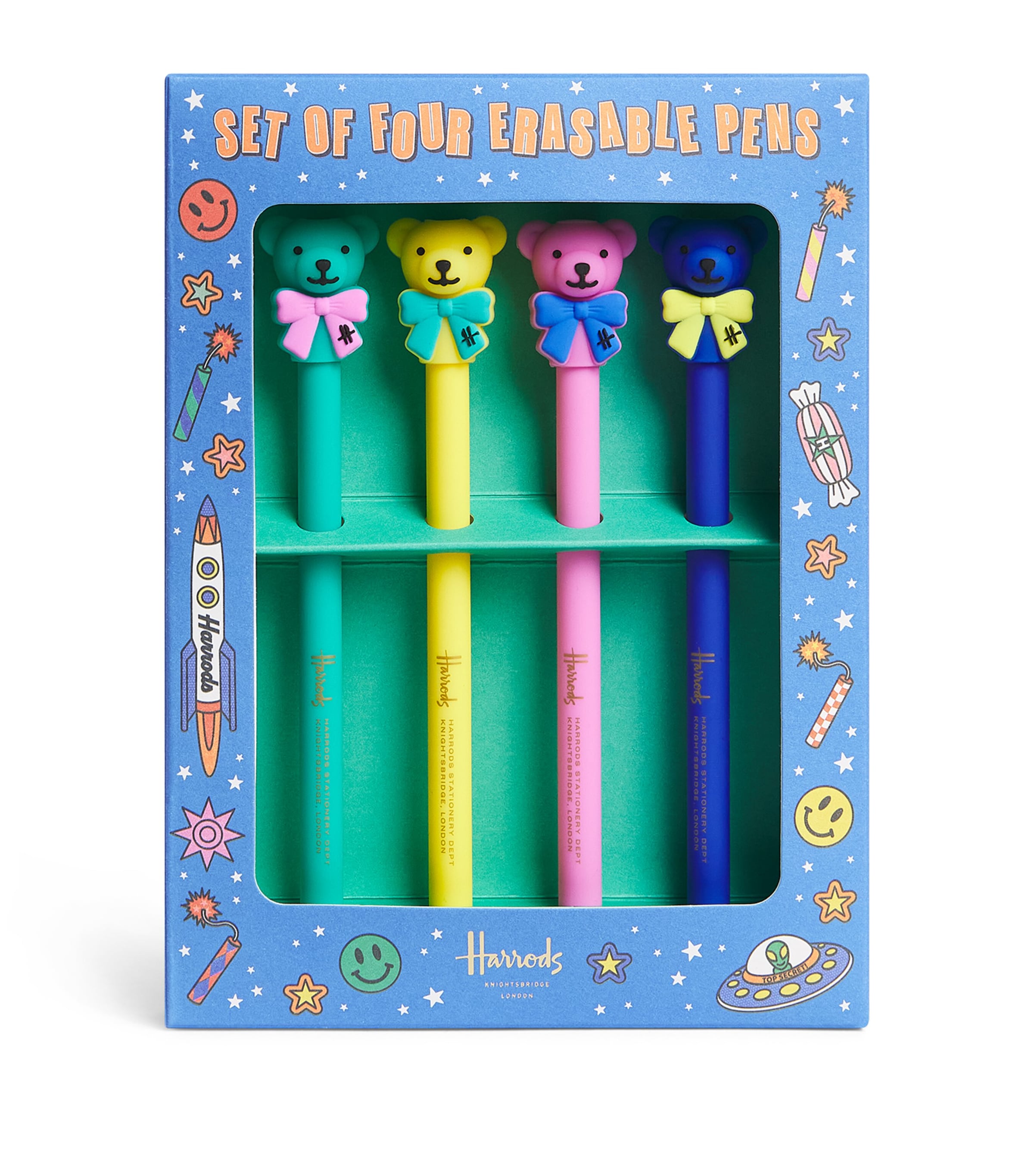 Harrods Pop Rocket Bear Erasable Pens (Set of 4)