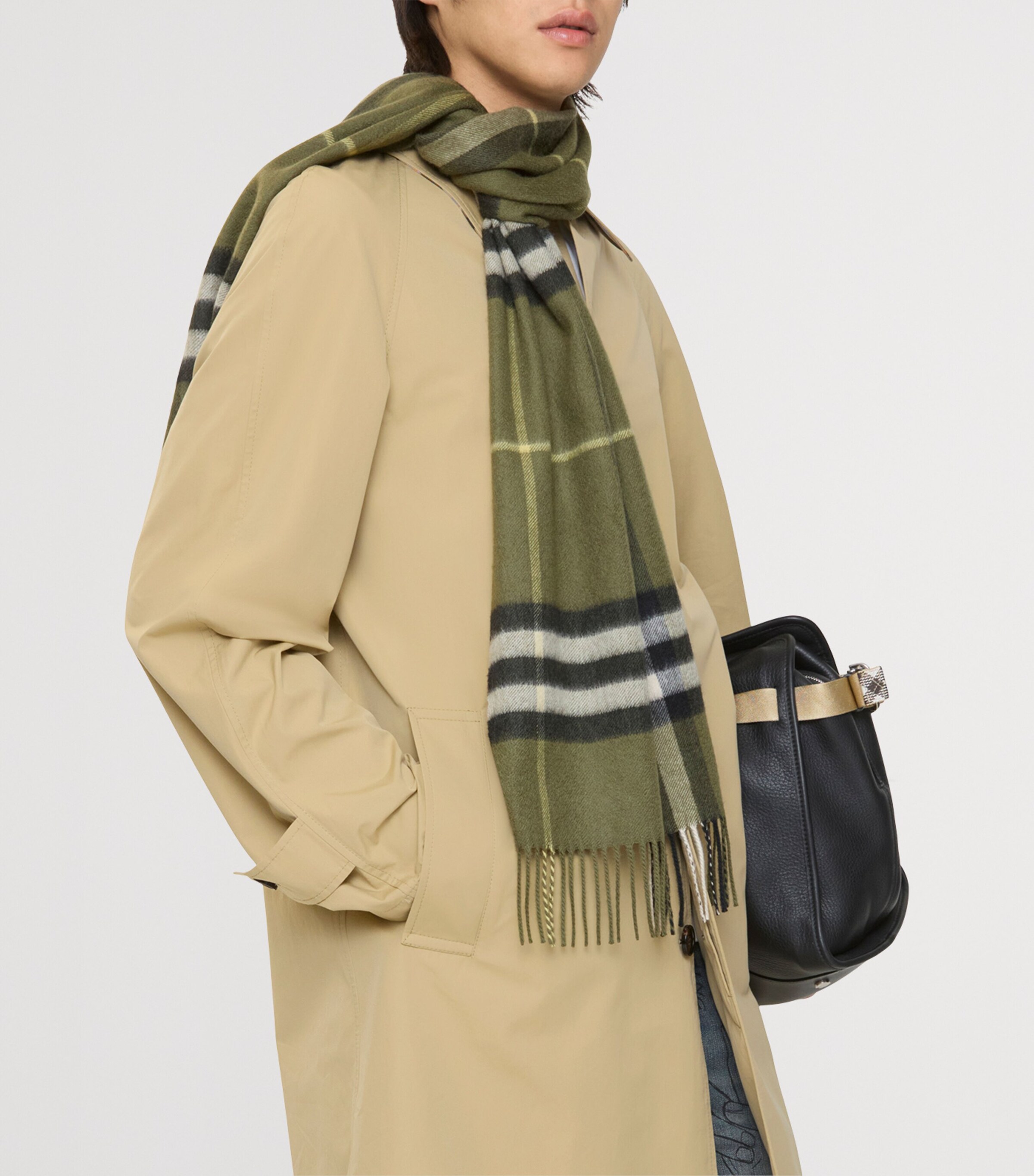 Burberry Cashmere Check Scarf Pea Green Image 7