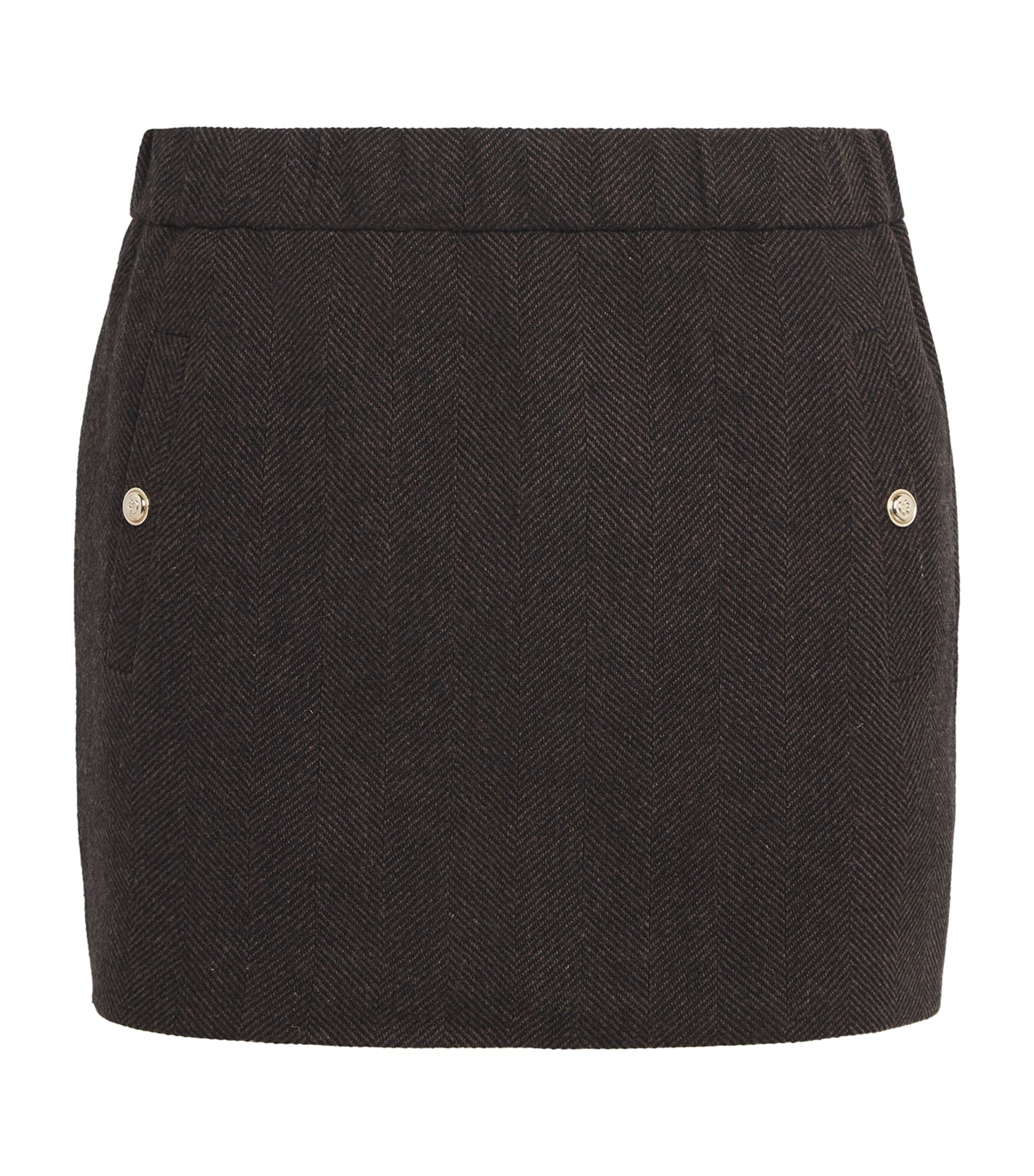 Maje Womens Wool-Blend Mini Skirt Dark Brown Image 1