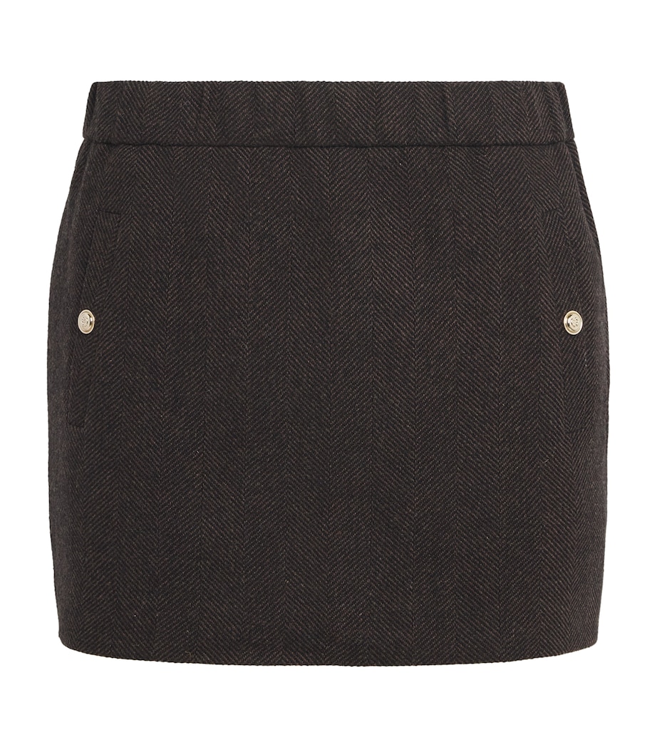 Maje Womens Wool-Blend Mini Skirt Dark Brown Image 1
