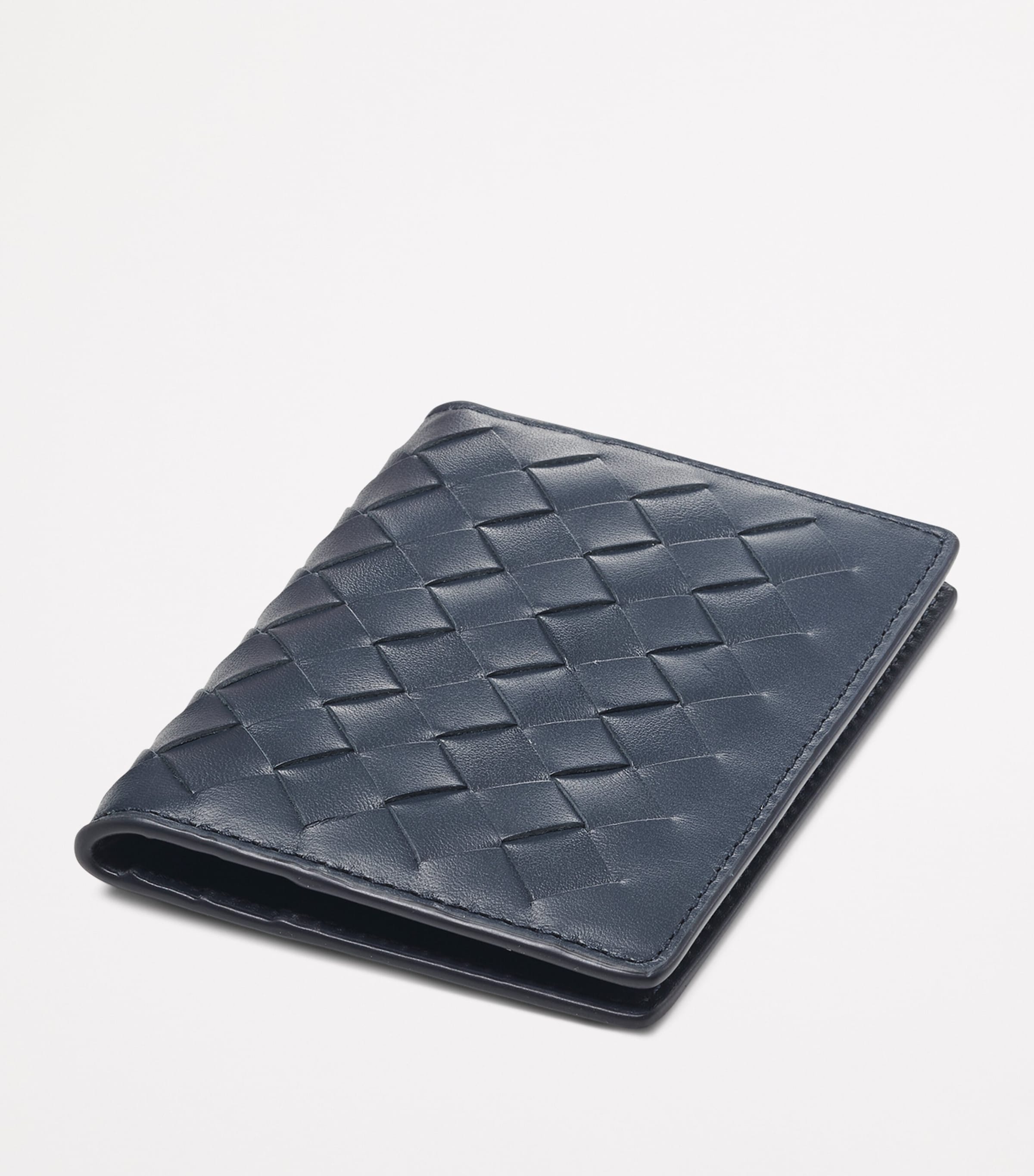 Woven Leather Card Case NAVY Image 4