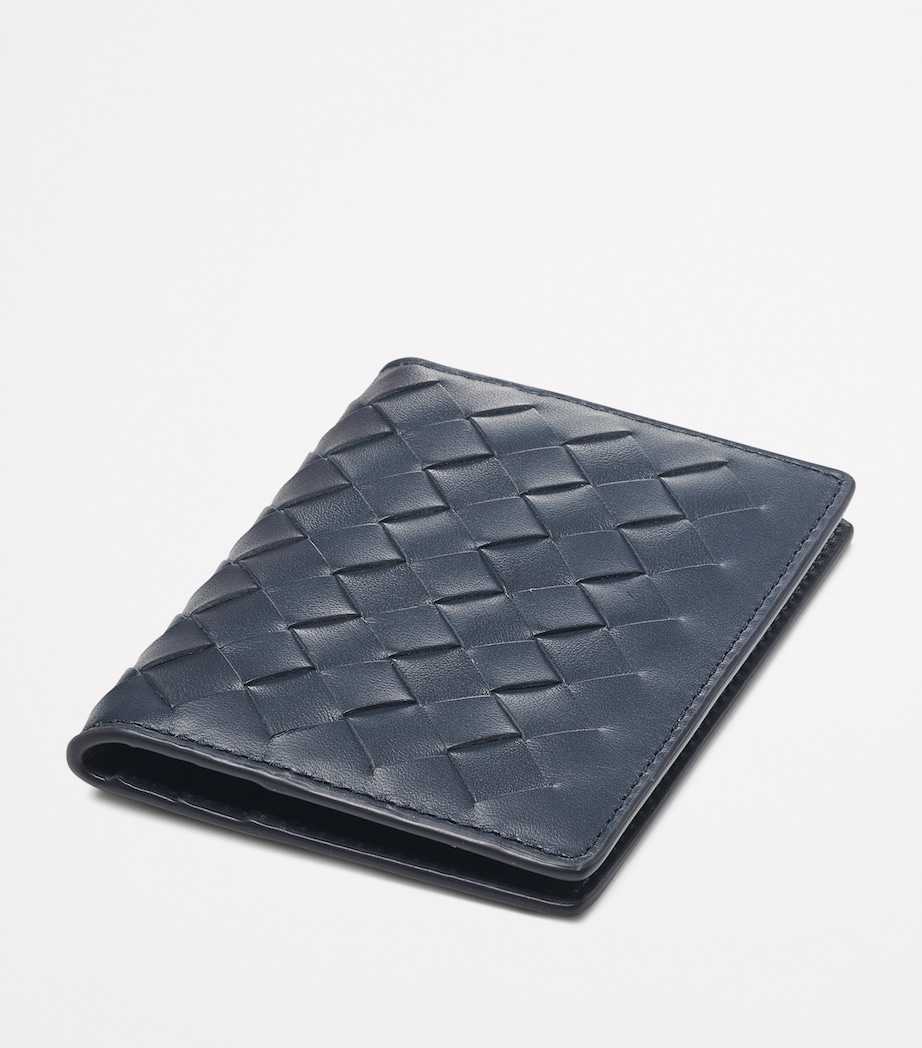 Woven Leather Card Case NAVY Image 4