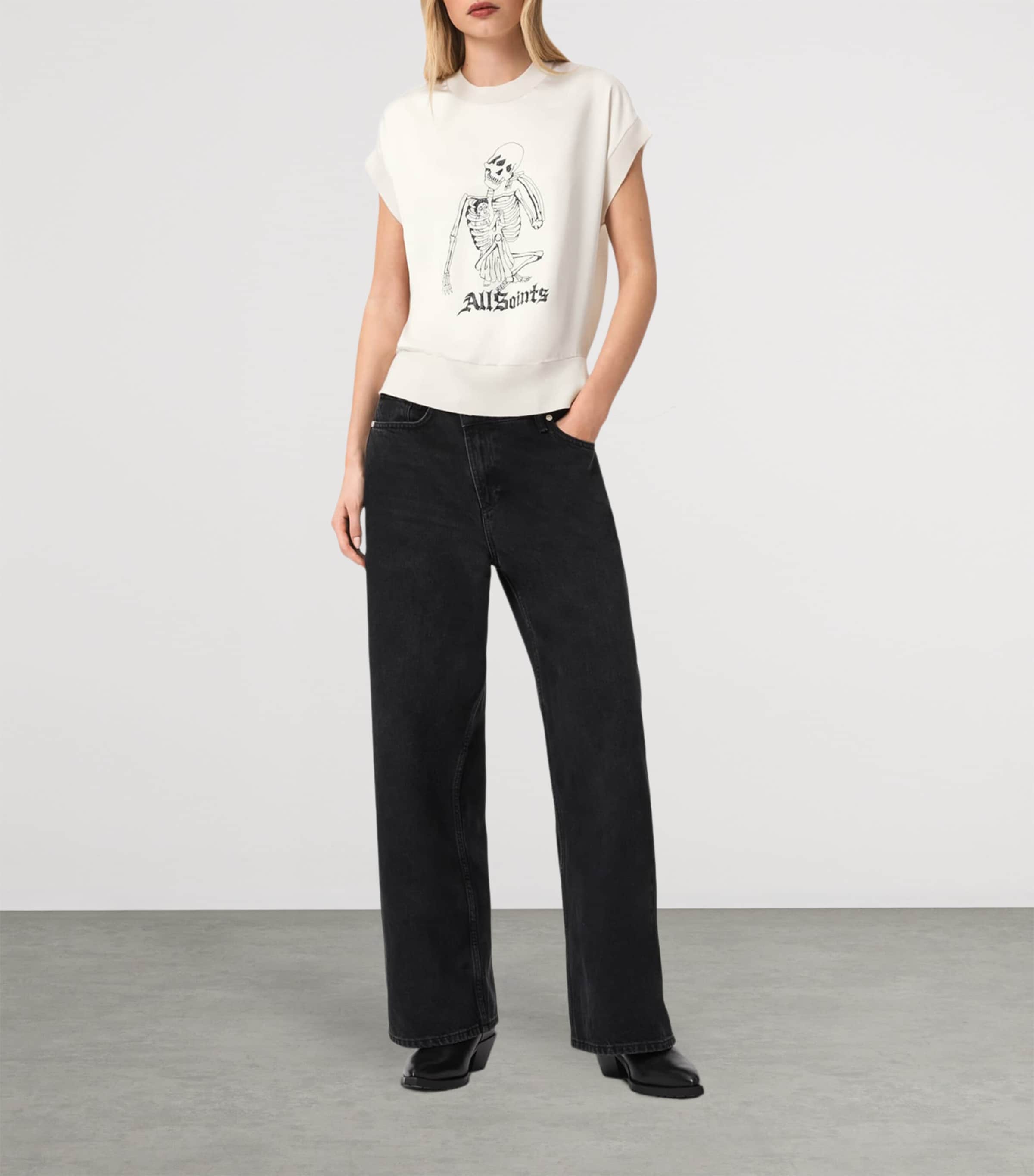 AllSaints Womens Printed Terra T-Shirt Chalk White Image 2