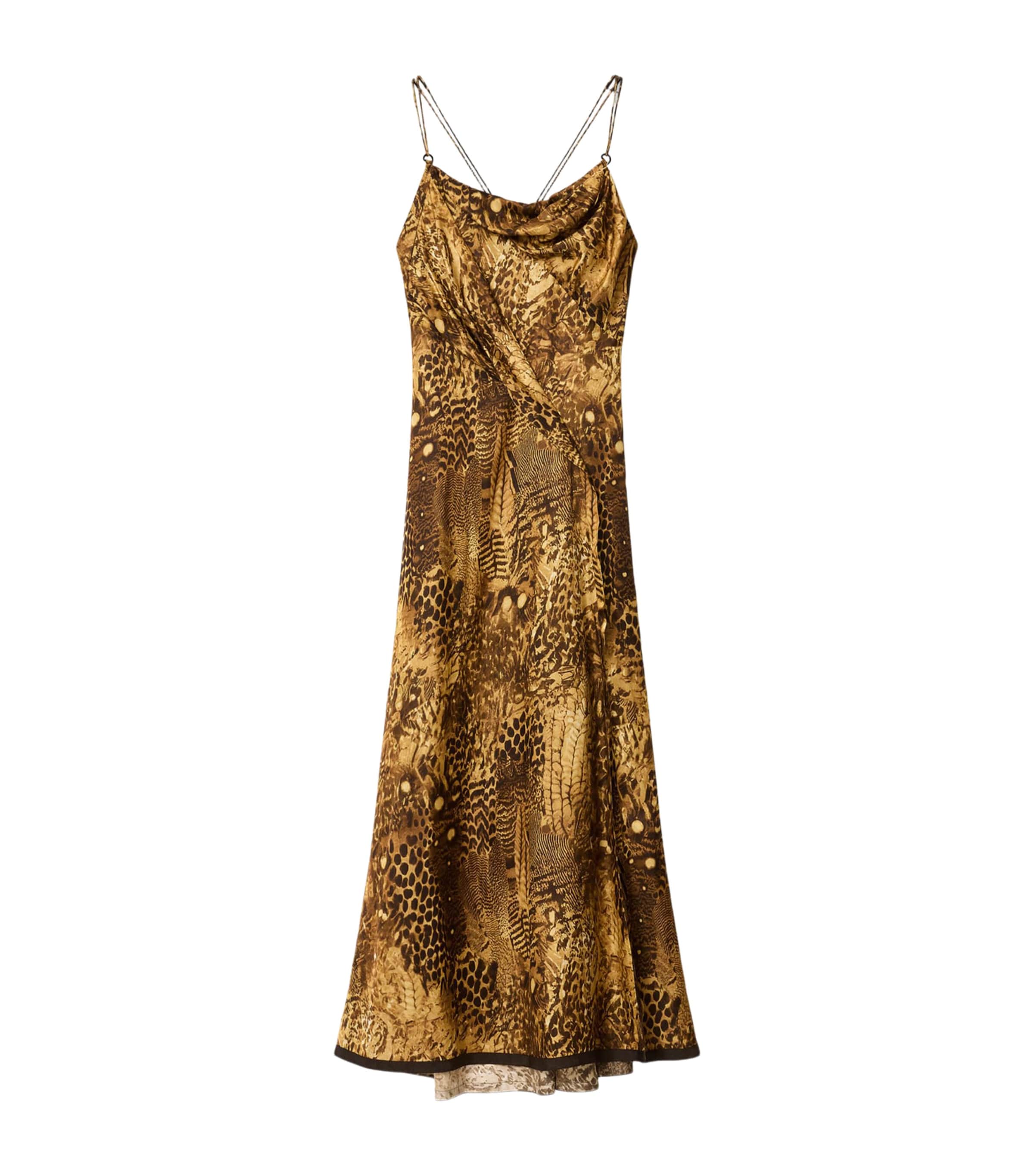 AllSaints Womens Animal Print Claire Midi Dress Blixa Gold Image 1