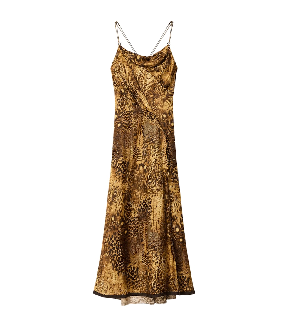 AllSaints Womens Animal Print Claire Midi Dress Blixa Gold Image 1