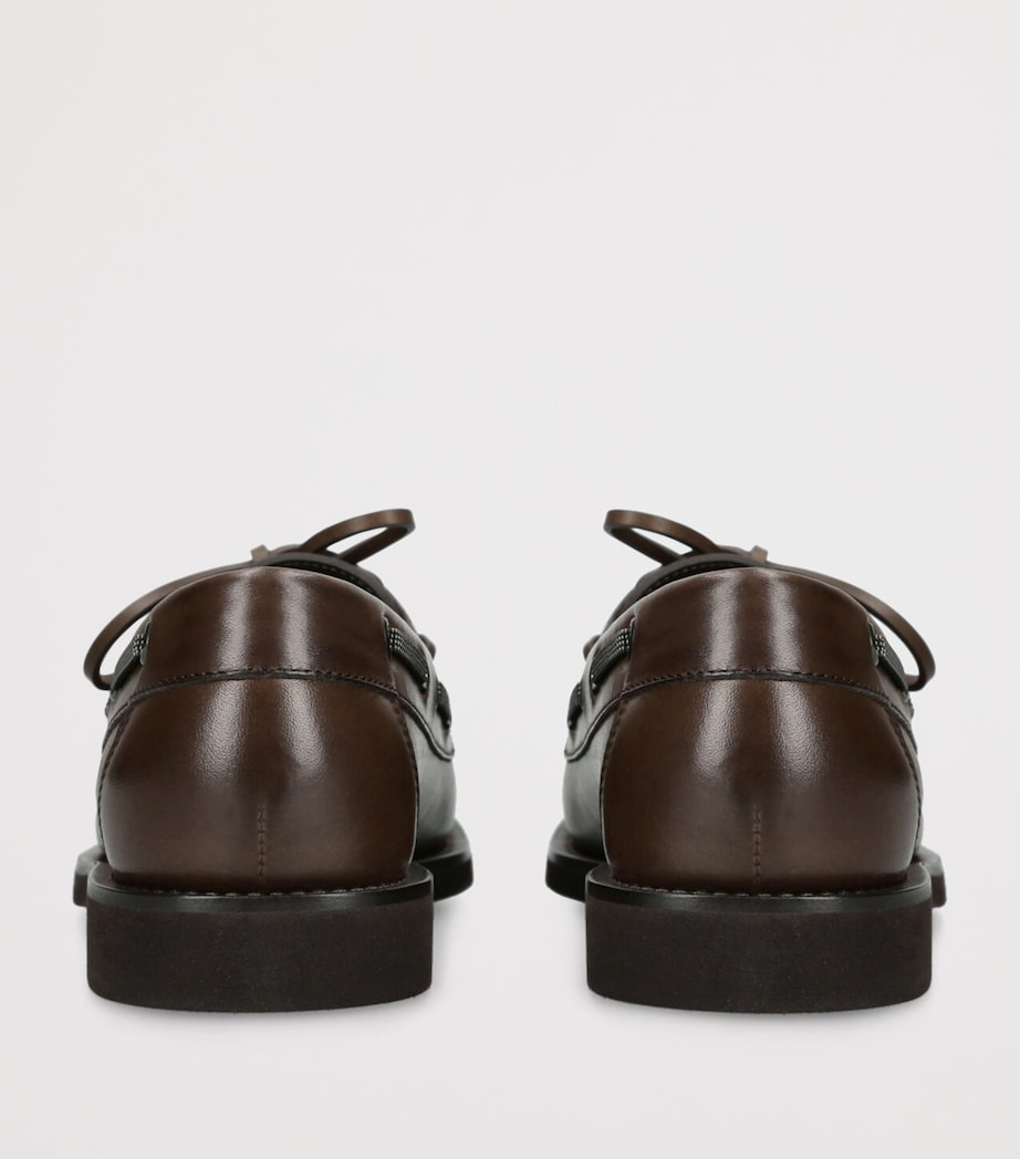 Brunello Cucinelli Leather Boat Shoes Brown Image 2