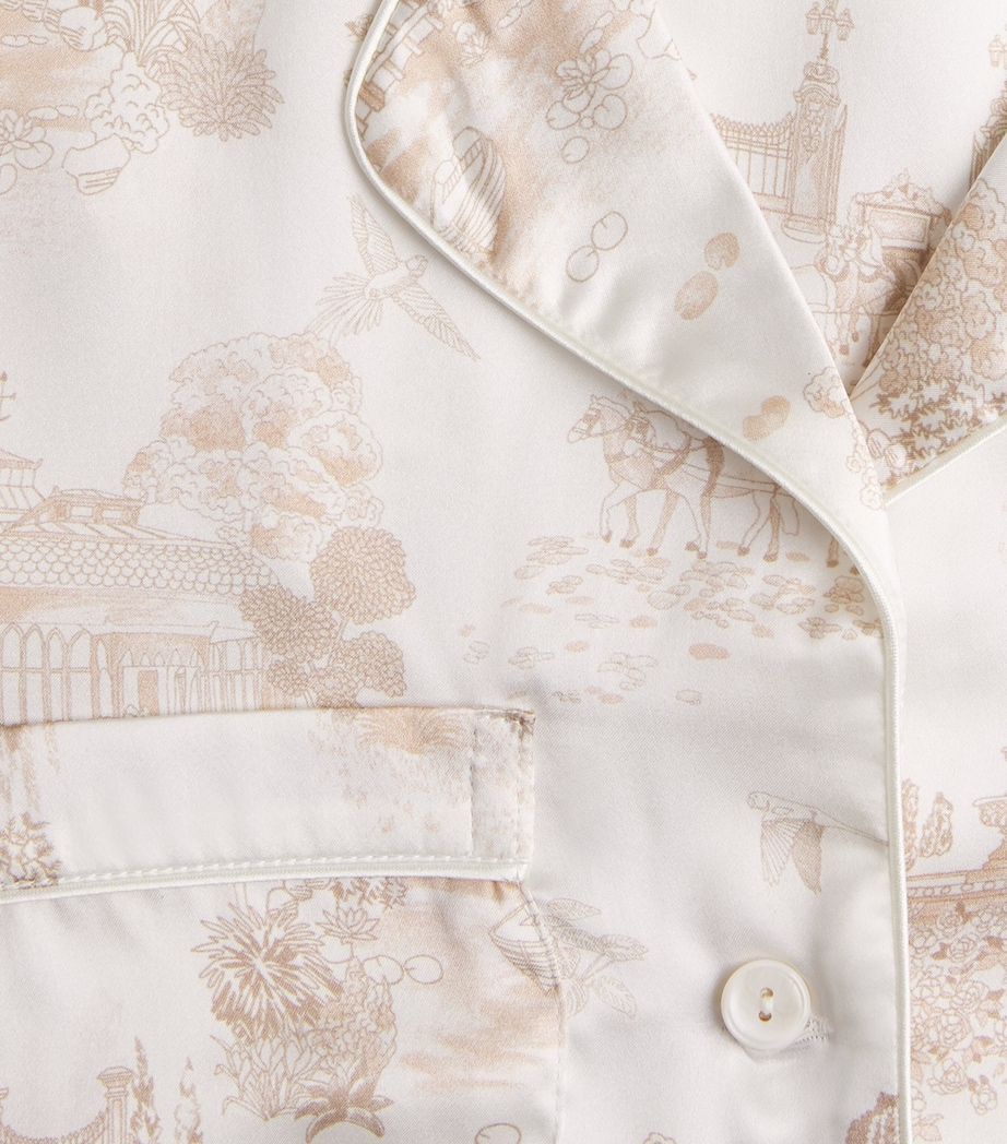 Derek Rose Womens Silk Toile Pyjama Set White Image 6