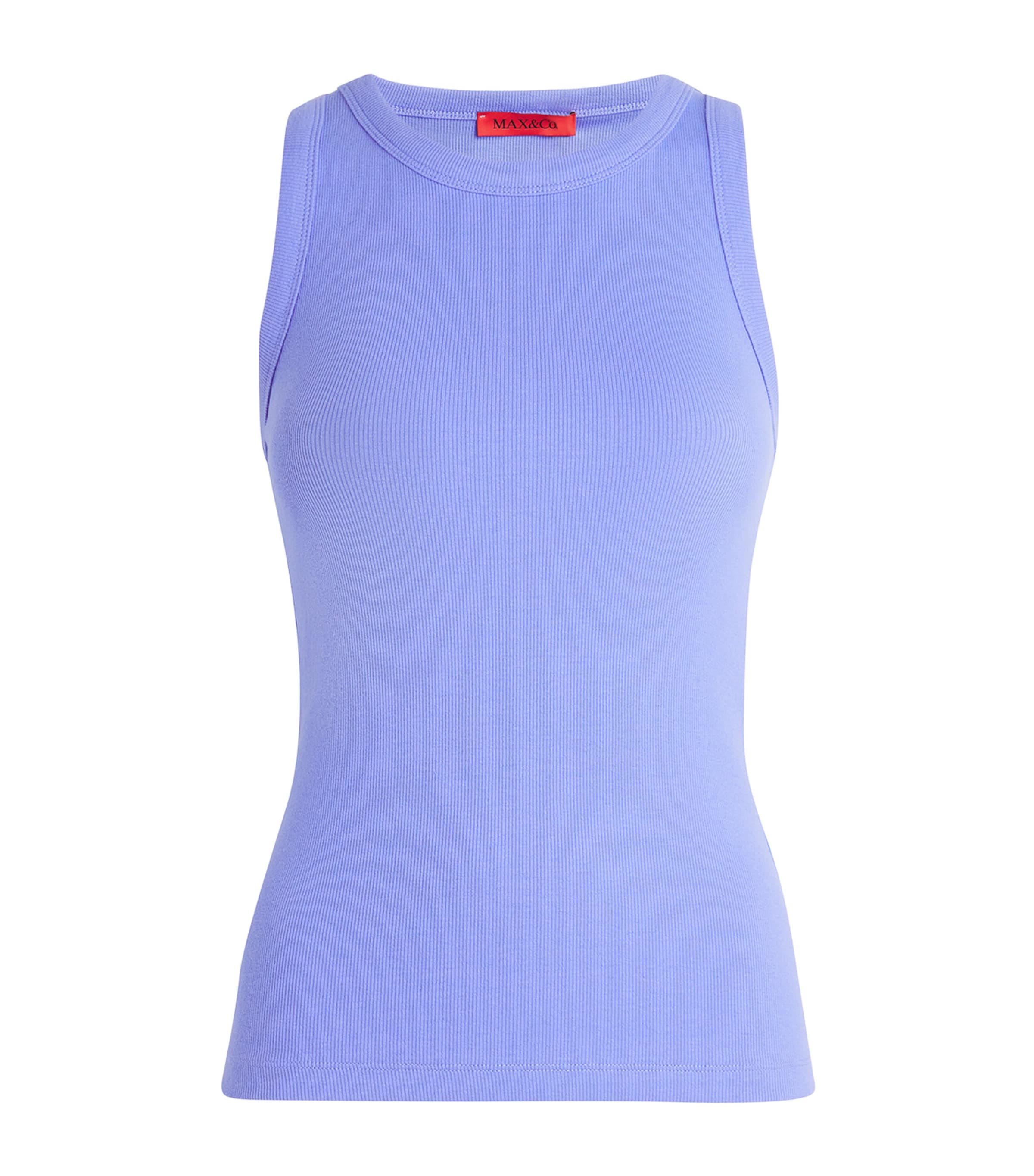 Max & Co Stretch-cotton Ribbed Tank Top In Blue