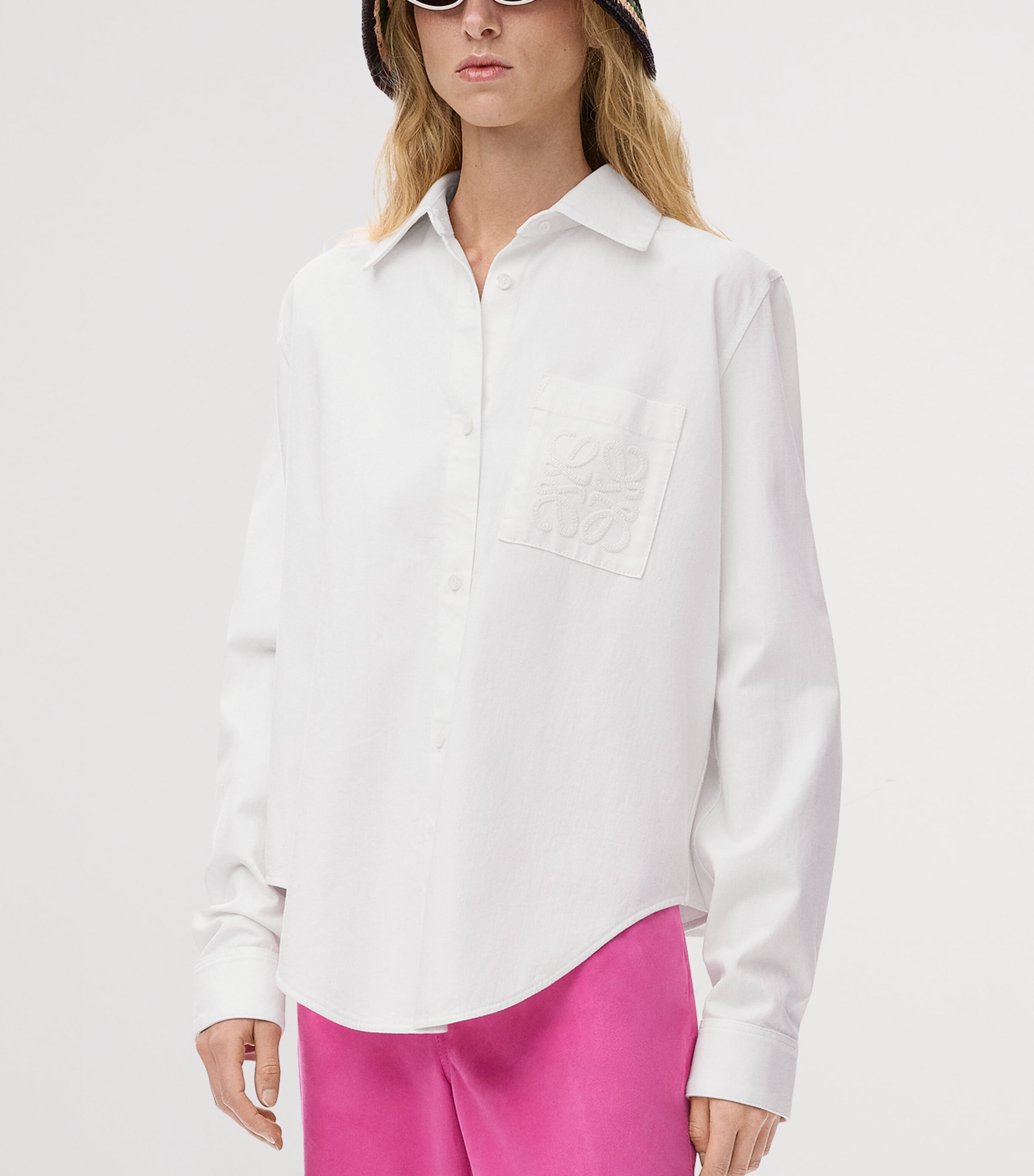 LOEWE Womens x Paula's Ibiza Cotton-Blend Anagram Shirt White Image 3