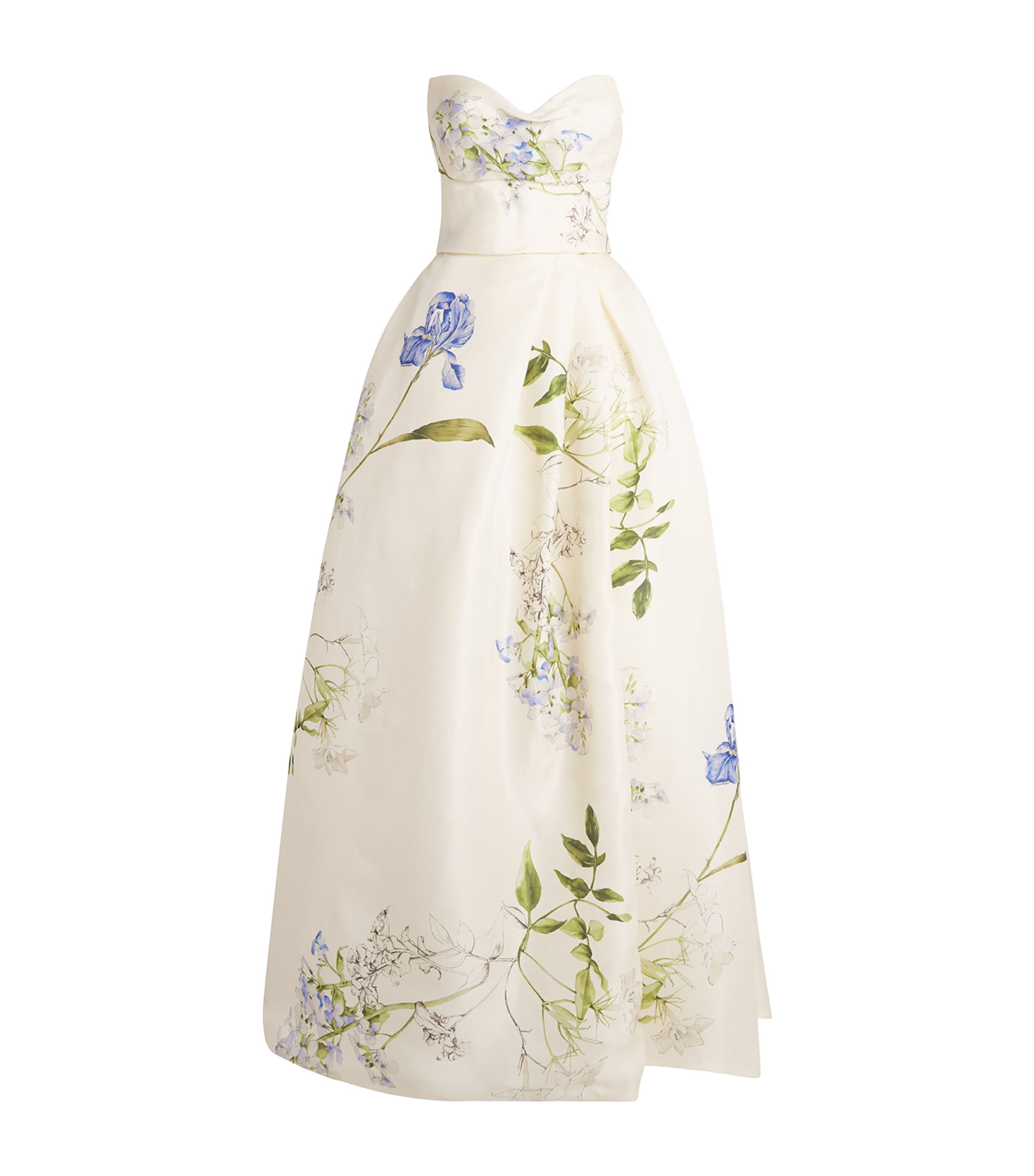 Monique Lhuillier Womens Silk Gazar Iris Bouquet Gown Ivory Multi Image 1