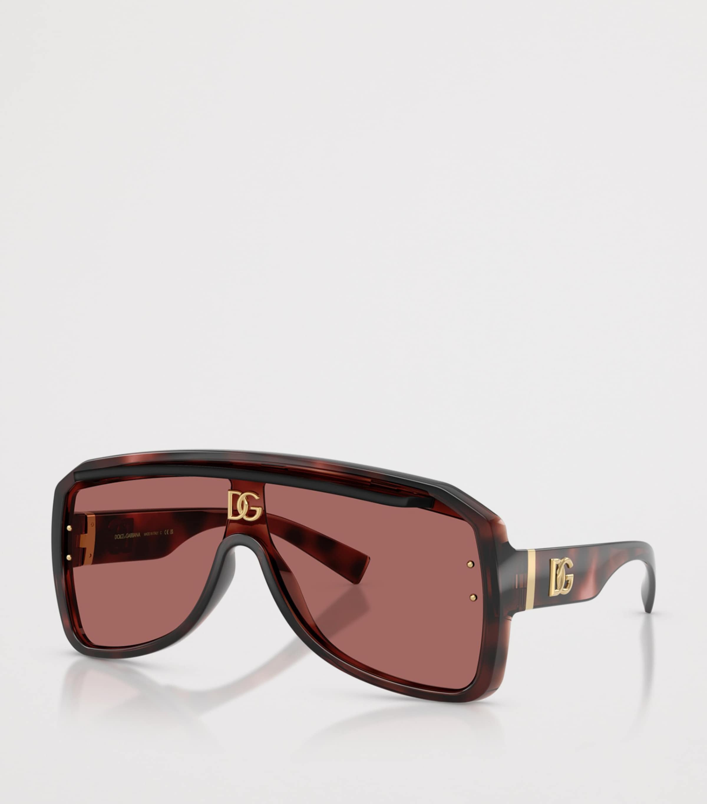 Dolce&Gabbana Wrap-Around Pilot Sunglasses Brown Image 2