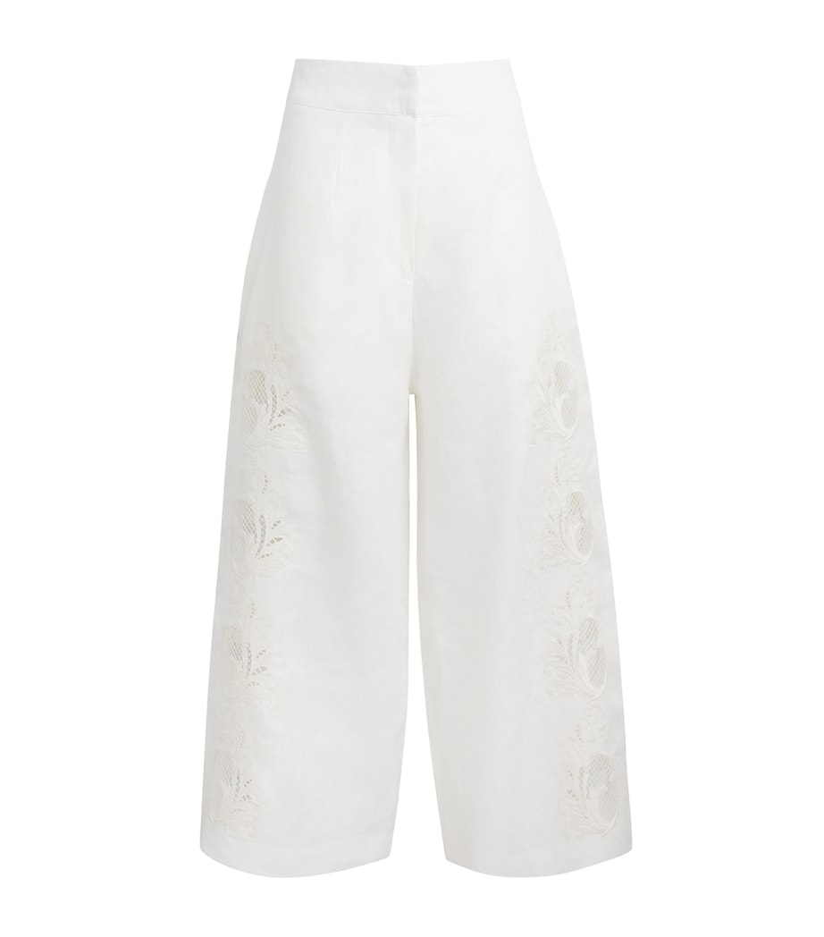 LUG VON SIGA Womens Linen Maria Wide-Leg Trousers Offwhite Image 1