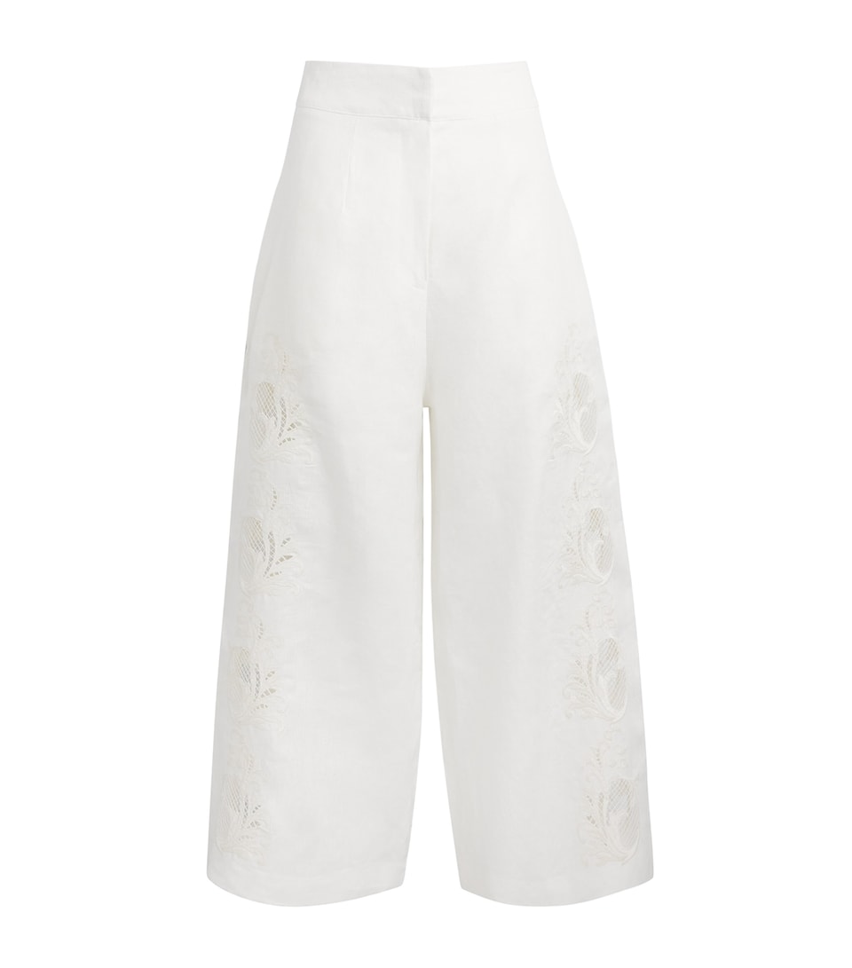 LUG VON SIGA Linen Maria Wide-Leg Trousers Offwhite