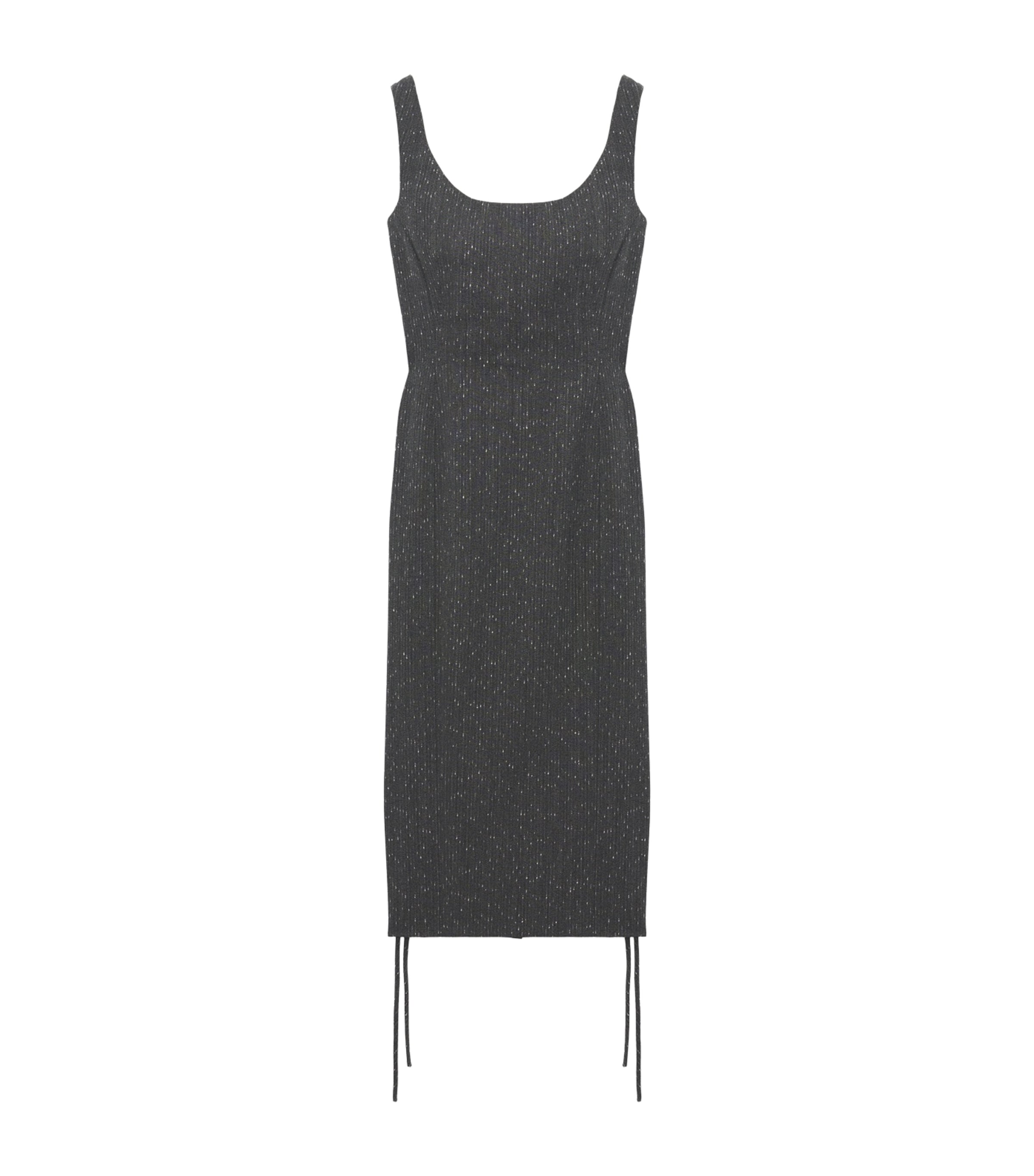 McQueen Womens Wool Metallic-Pinstripe Midi Dress Image 1