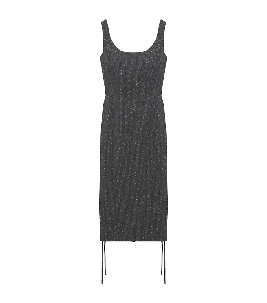 McQueen Womens Wool Metallic-Pinstripe Midi Dress Image 1