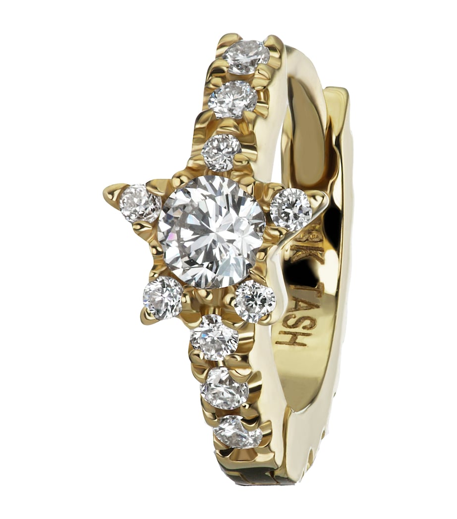 Diamond Star Eternity Hoop Earring (6.5mm) YELLOW GOLD Image 1