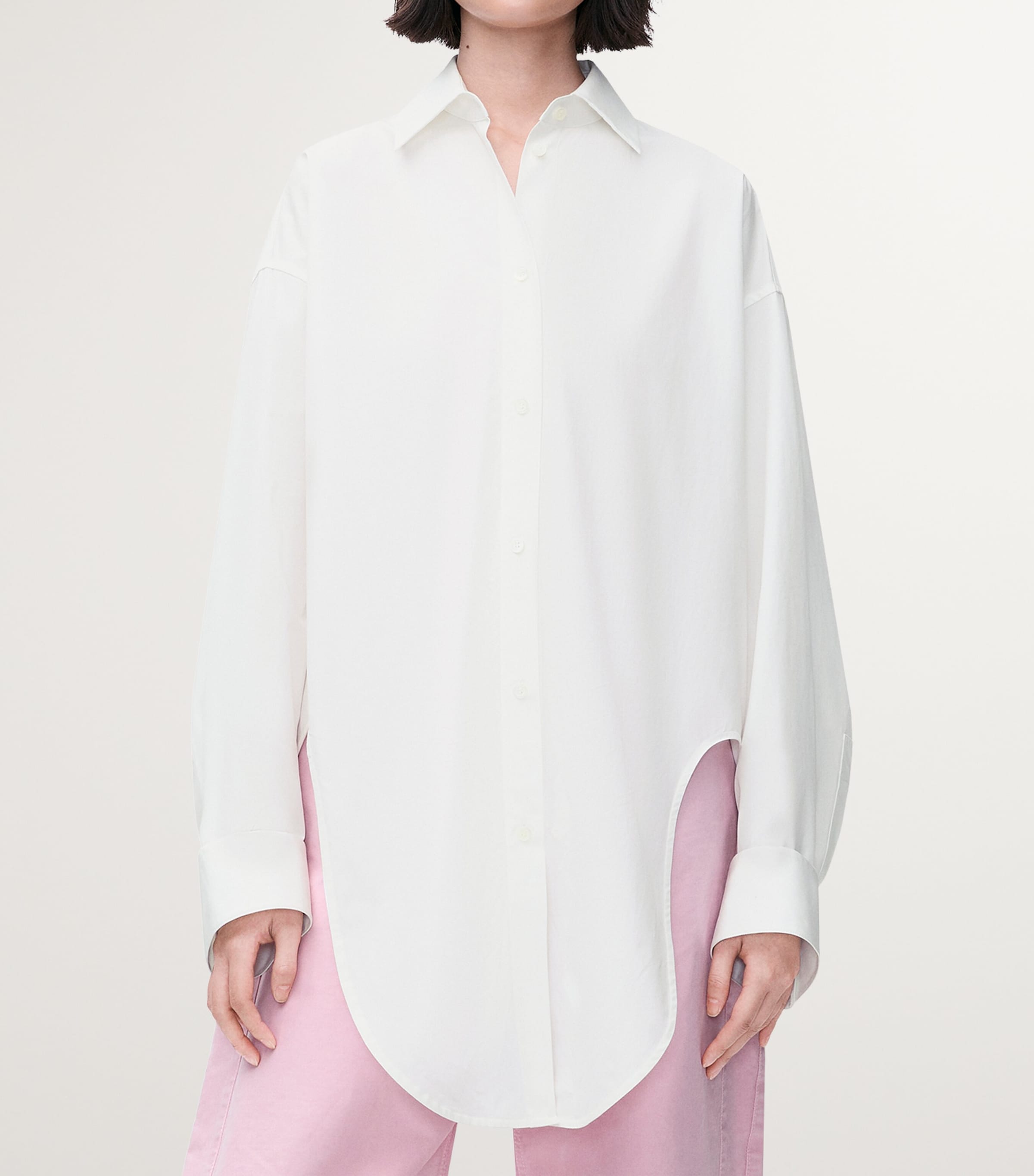LOEWE Womens Asymmetric Longline Shirt White Image 3