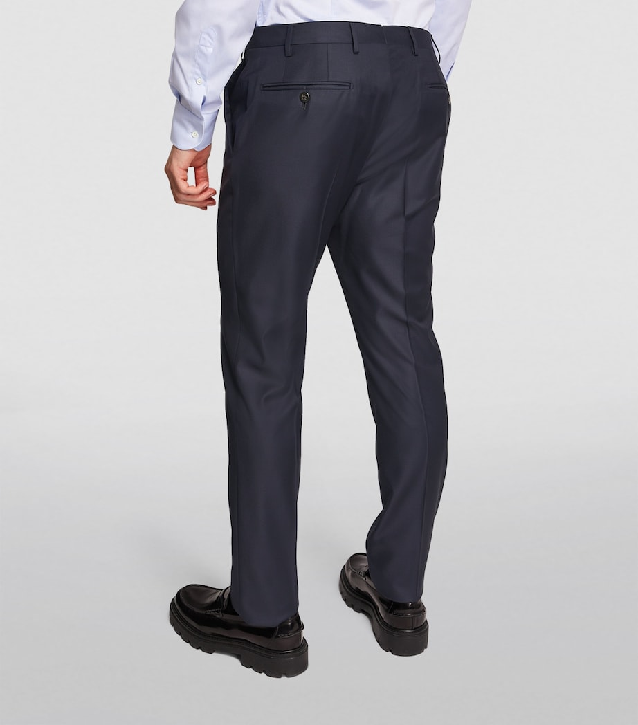 Virgin Wool Slim Tailored Trousers NAVY-001 Image 4