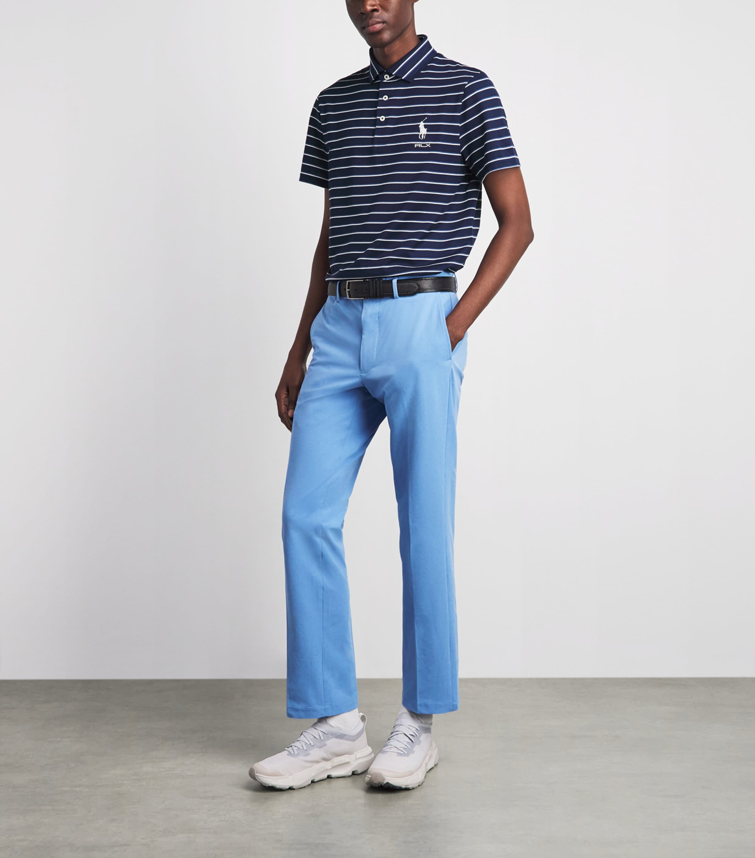RLX Ralph Lauren Mens Stripe Tour Polo Shirt Old Royal Multi Image 2