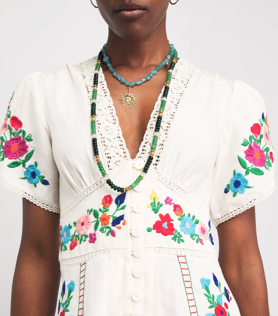Rixo Ivory Linen-Blend Embroidered Novara Midi Dress | Harrods NG Rixo Ivory Linen-Blend Embroidered Novara Midi Dress | Harrods NG