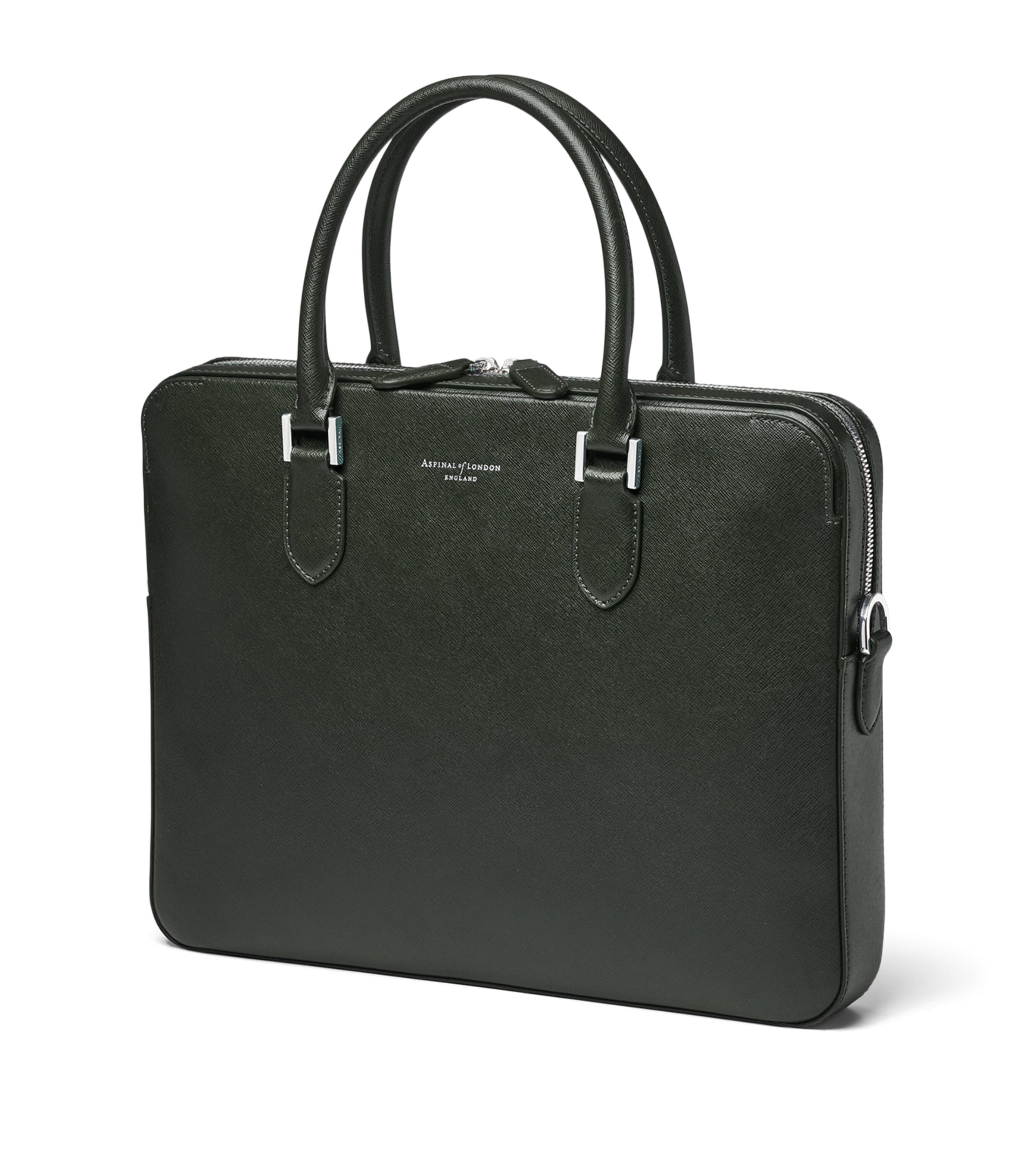 Aspinal Of London Leather Mount Street Briefcase Bag Forestgreen Image 4