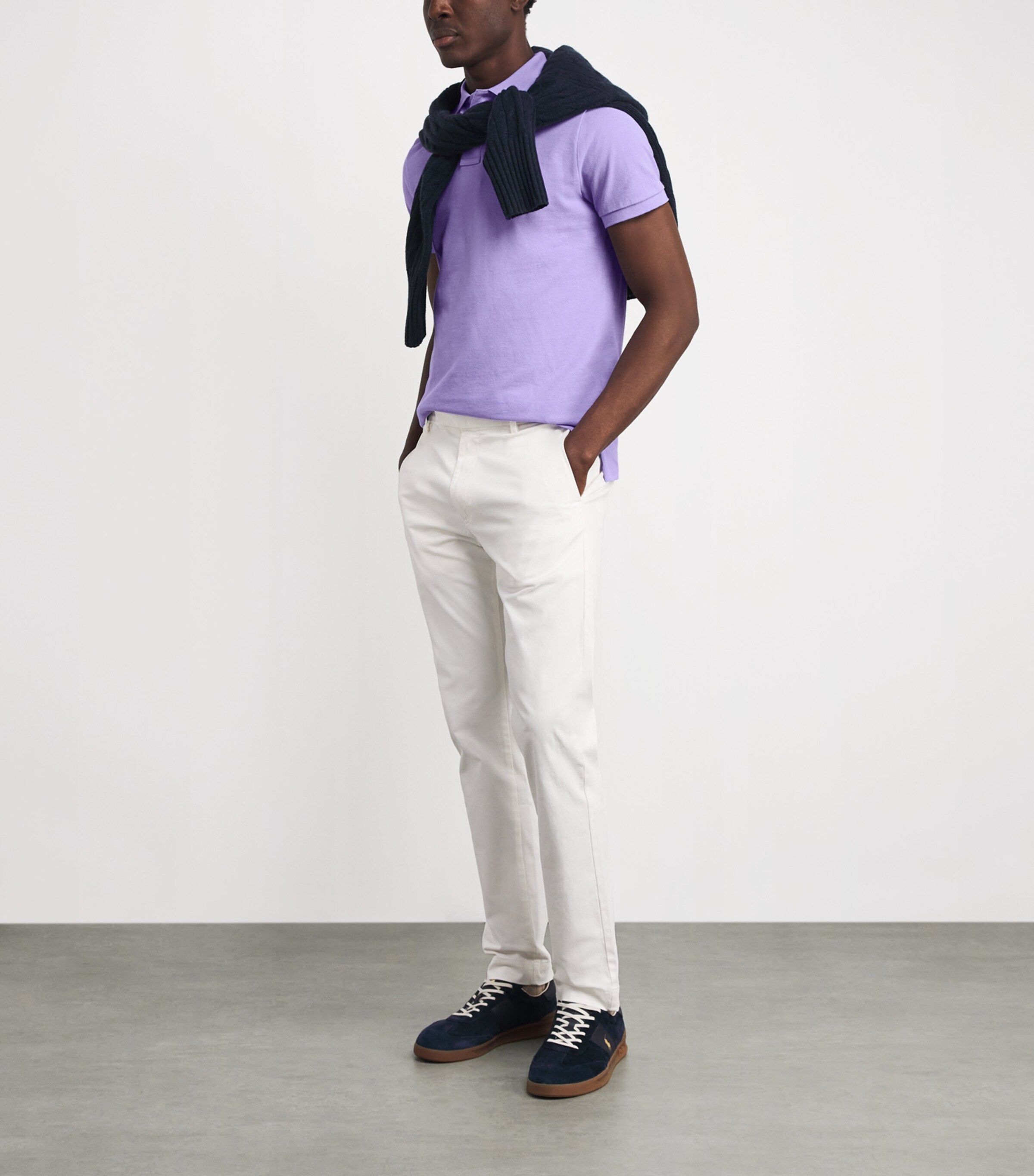 Cotton Mesh Custom-Fit Polo Shirt SKY LAVENDAR Image 2