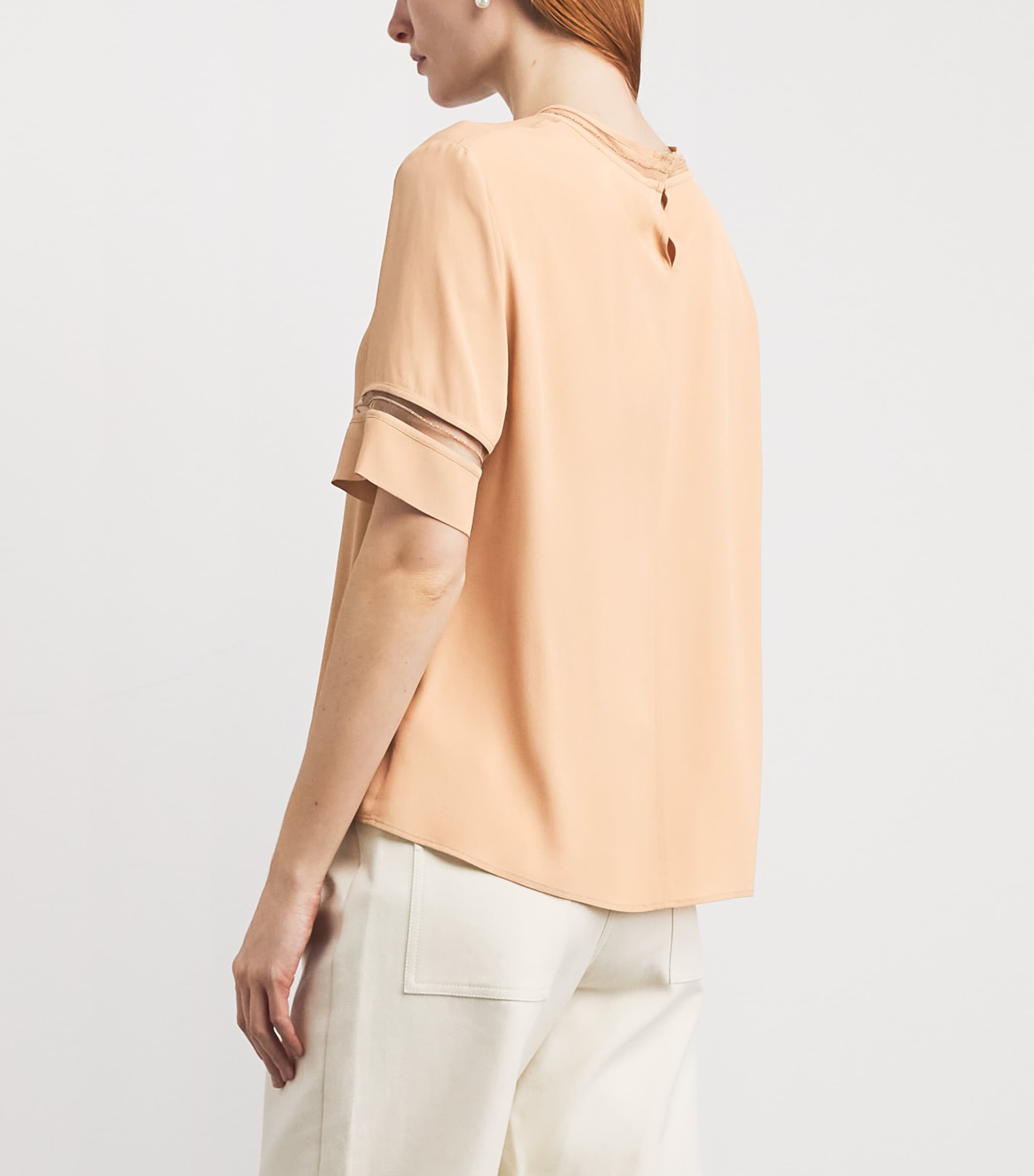 Fabiana Filippi Womens Embellished Crepe Blouse Acero Image 5