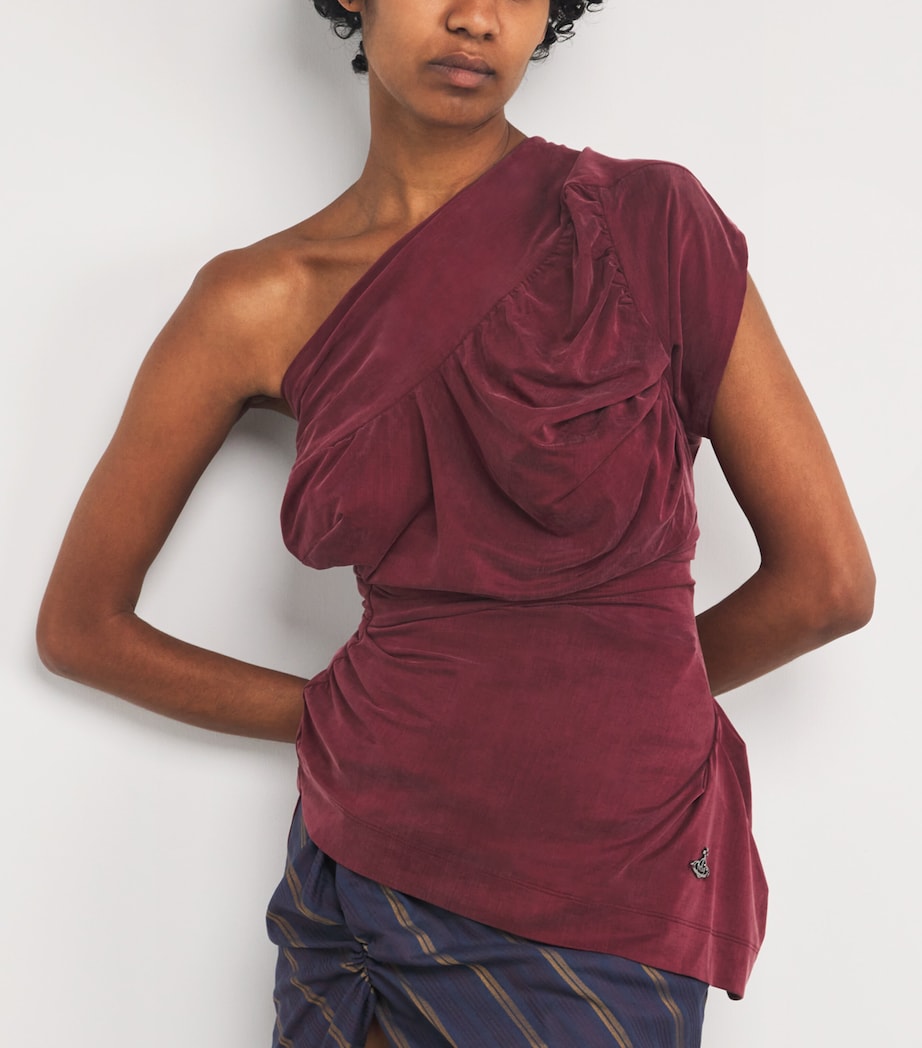 Andalouse Asymmetric Draped Top H406 BRICK Image 6