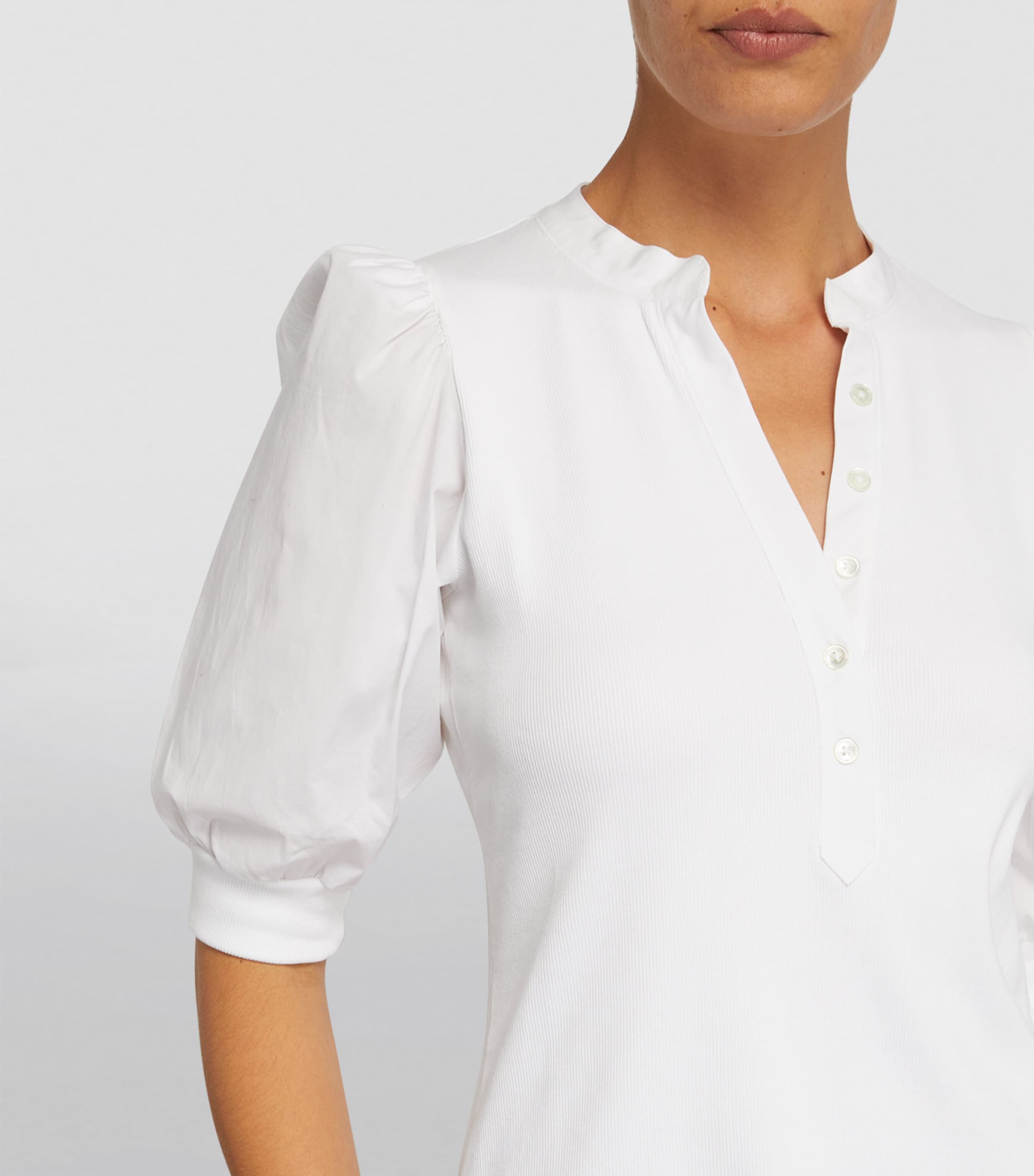 Puff-Sleeve Coralee Top WHITE Image 7