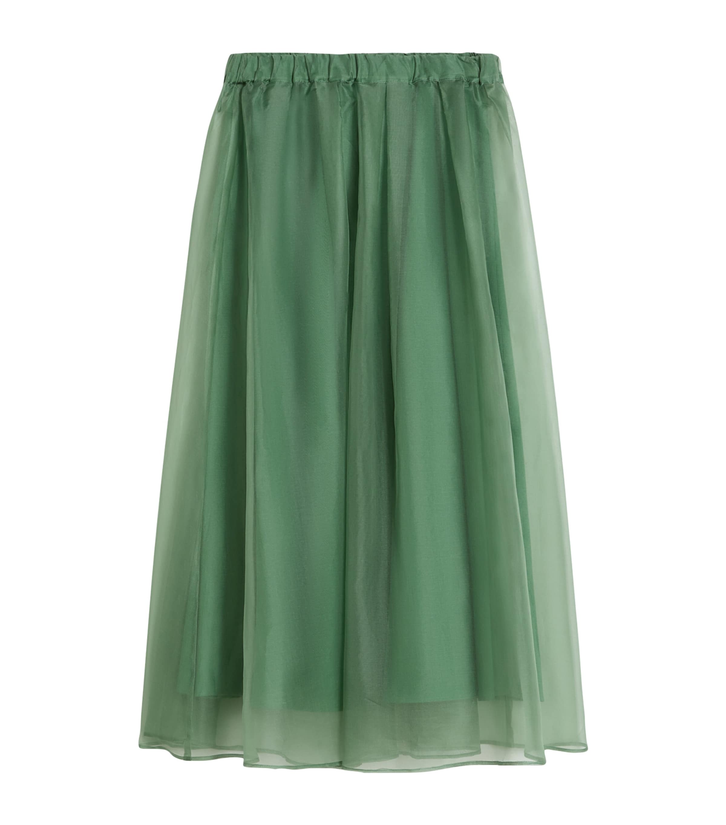 Weekend Max Mara Womens Silk Organza Maxi Skirt with Removable petticoat Green Image 1