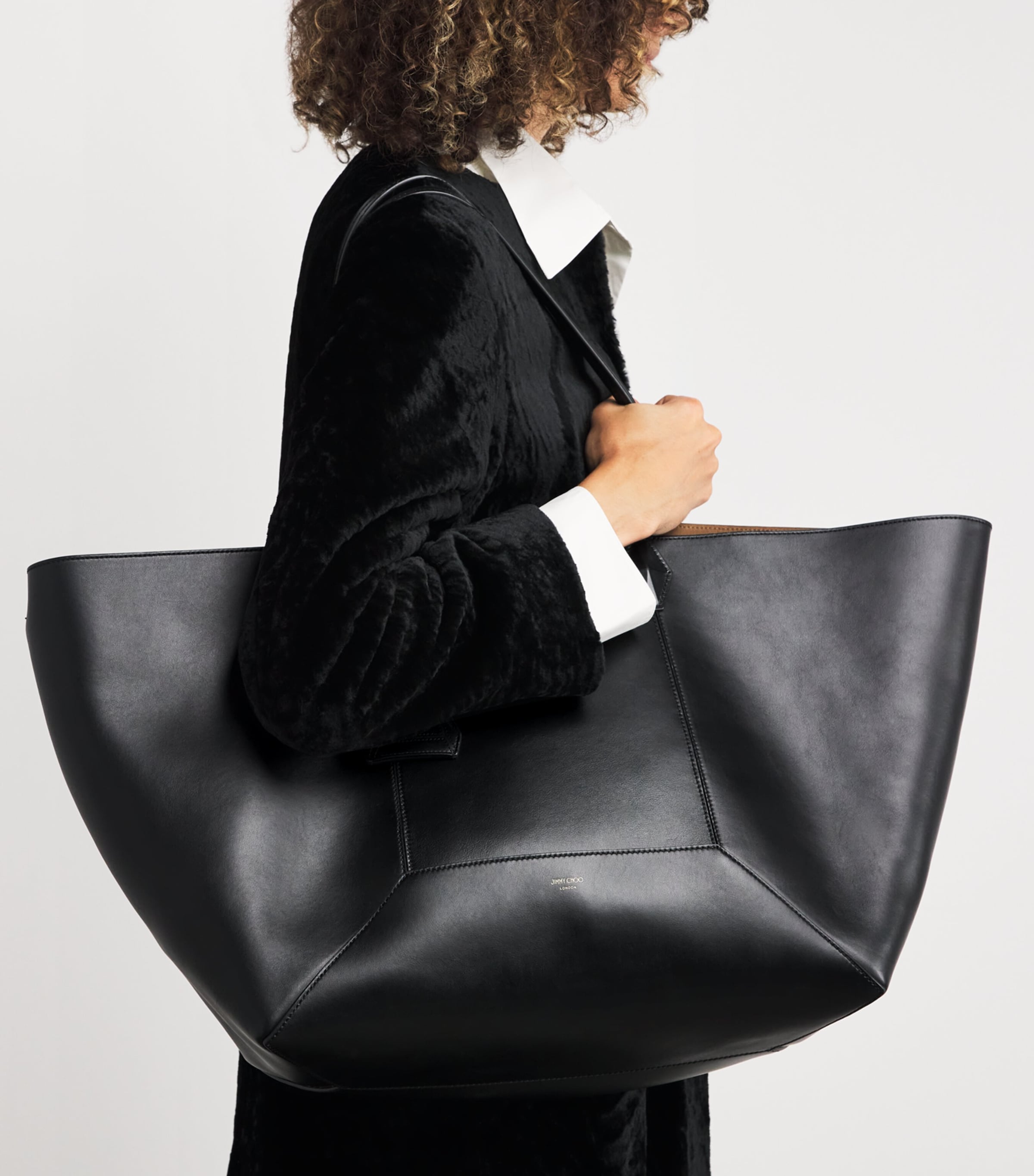 Diamond Large Leather Tote Bag BLACK Image 2